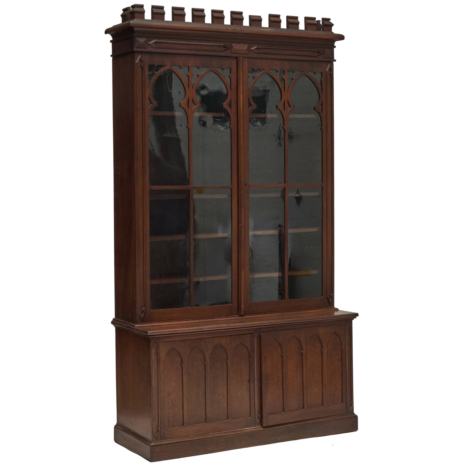 Gothic Revival Mahogany Two Door Bookcase (1 of 6)