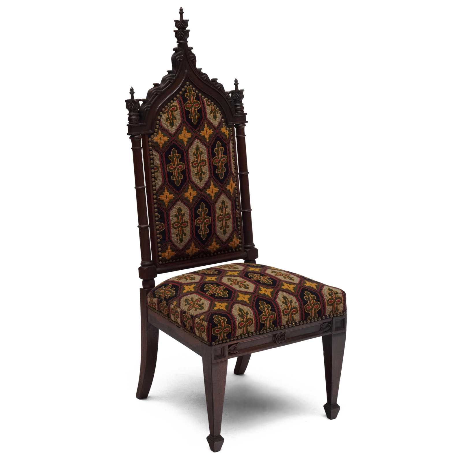 Gothic Revival Carved Rosewood Side Chair, Possibly by Burns and Tranque (1 of 9)
