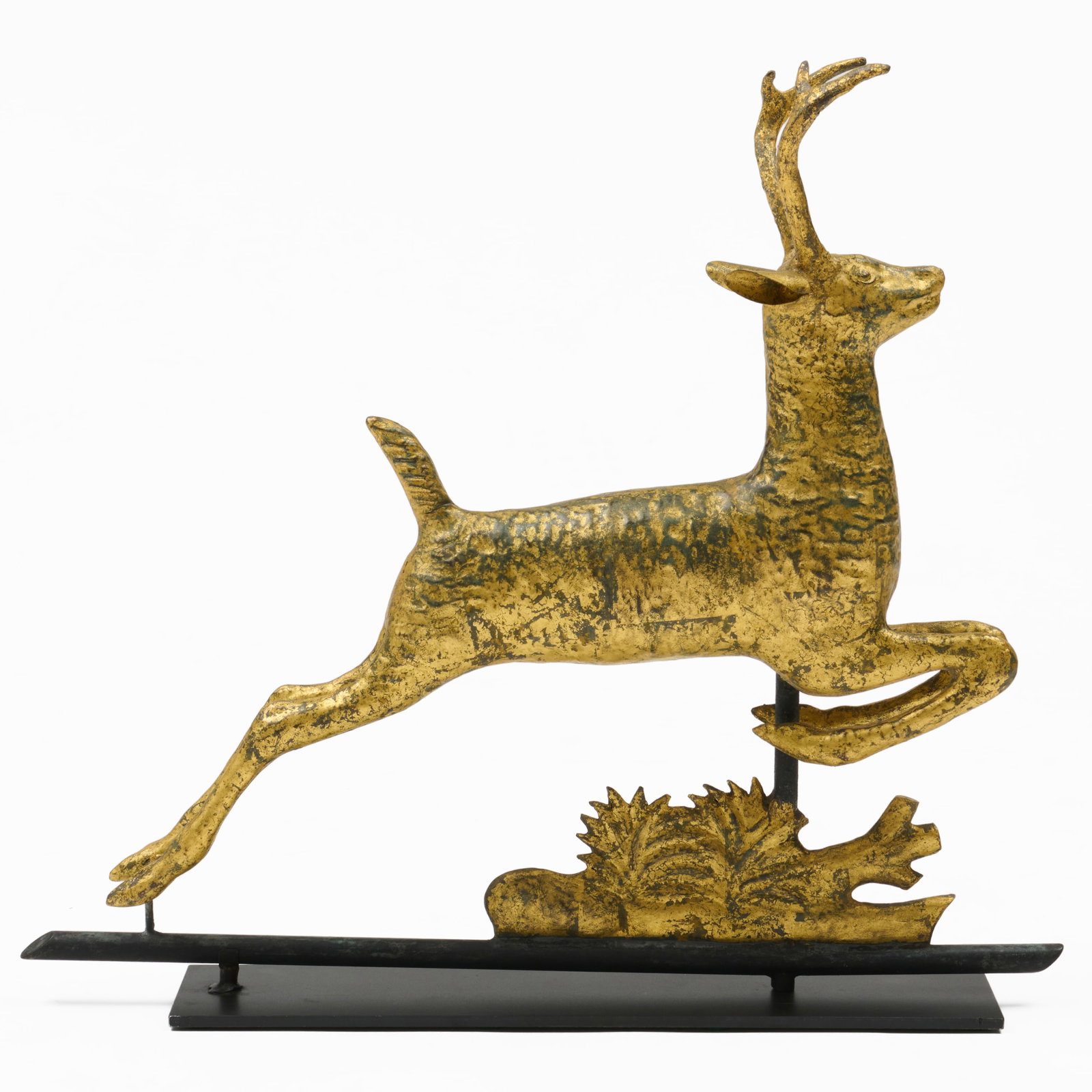 Full-Bodied Molded Gilt Sheet Copper and Cast Zinc 'Leaping Stag' Weathervane, in the style of (1 of 9)
