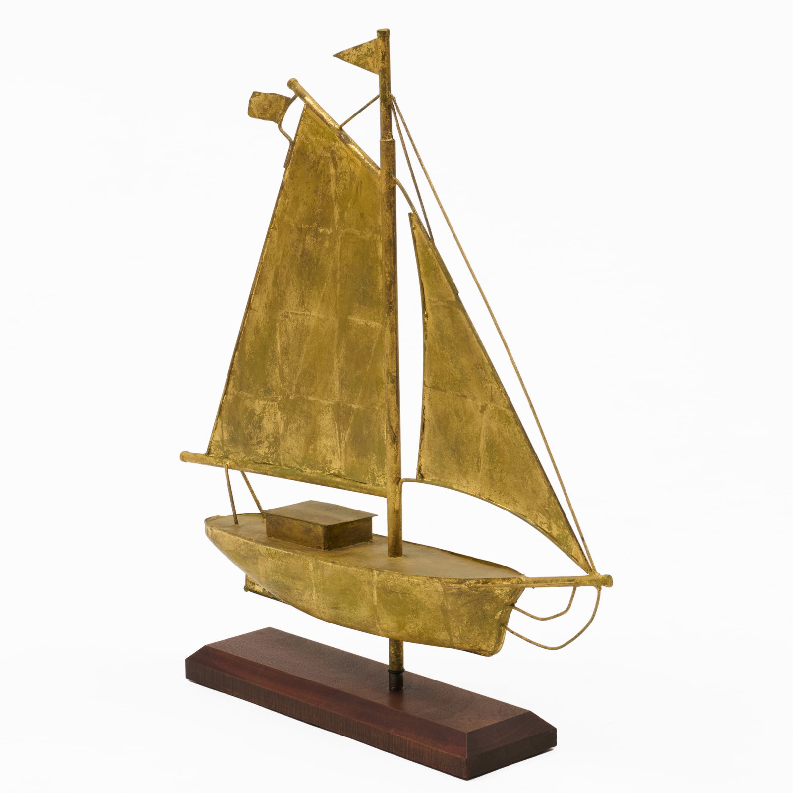 Molded Gilt Sheet Copper Weathervane of a Sloop, Possibly E.G. Washburne & Co., New York (1 of 10)