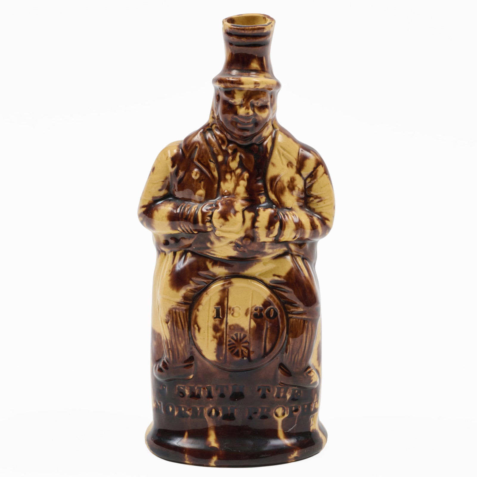 Rockingham Glaze Pottery Flask of 'J. Smith The Mormon Prophet' (1 of 7)
