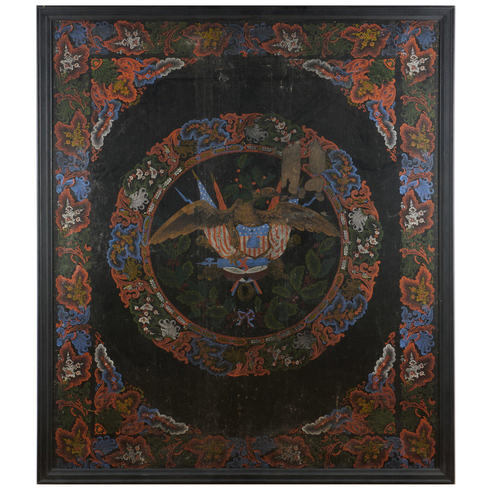 American Painted Leather Panel with Eagle