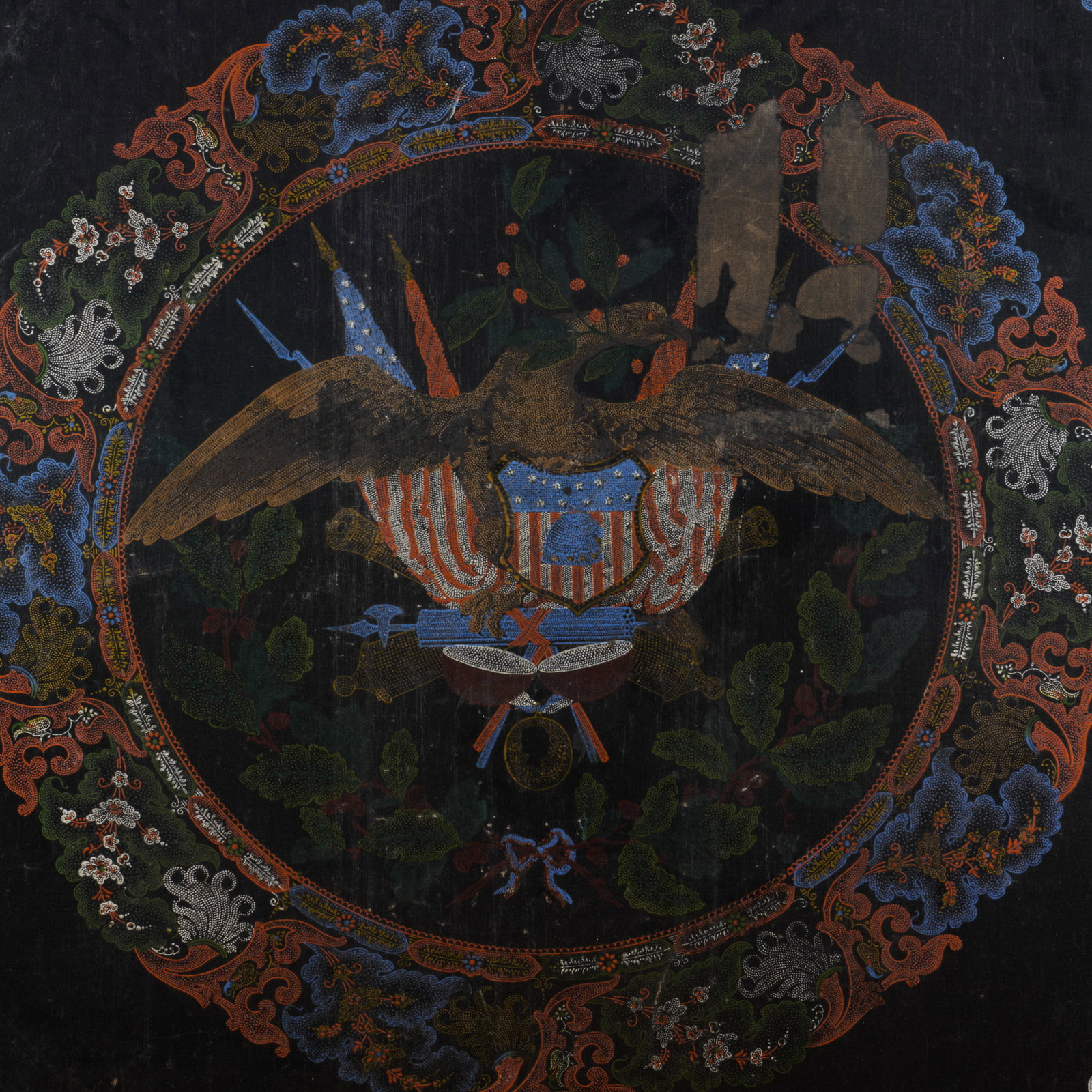American Painted Leather Panel with Eagle - 3