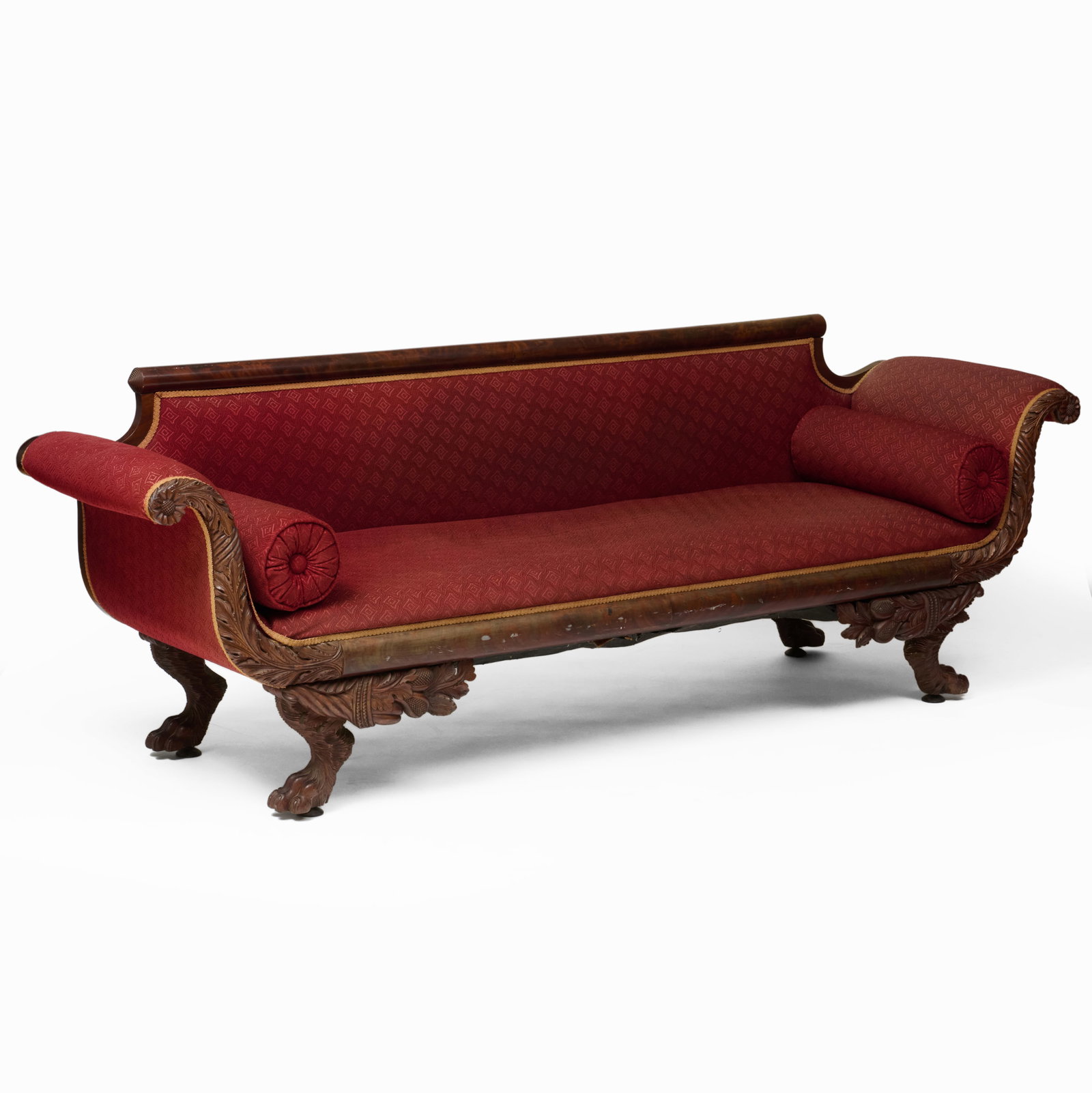 Classical Carved Mahogany and Upholstered Sofa (1 of 11)