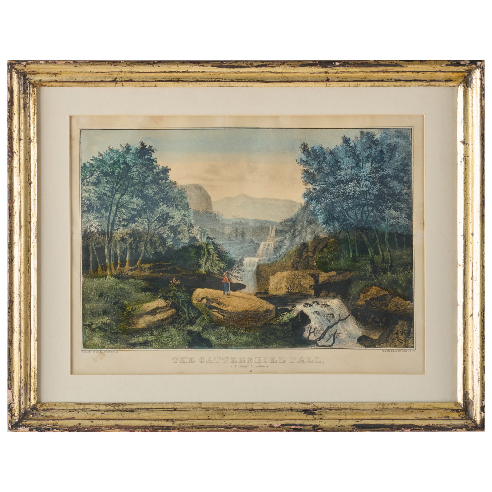 Currier & Ives, Publishers: The Catterskill Fall, at Catskill Mountains: Currier & Ives, Publishers: The Catterskill Fall, at Catskill Mountains Lithograph in black with hand-coloring on wove paper; together with After Walter Goater: Cutting and Storing Ice on the Hudson