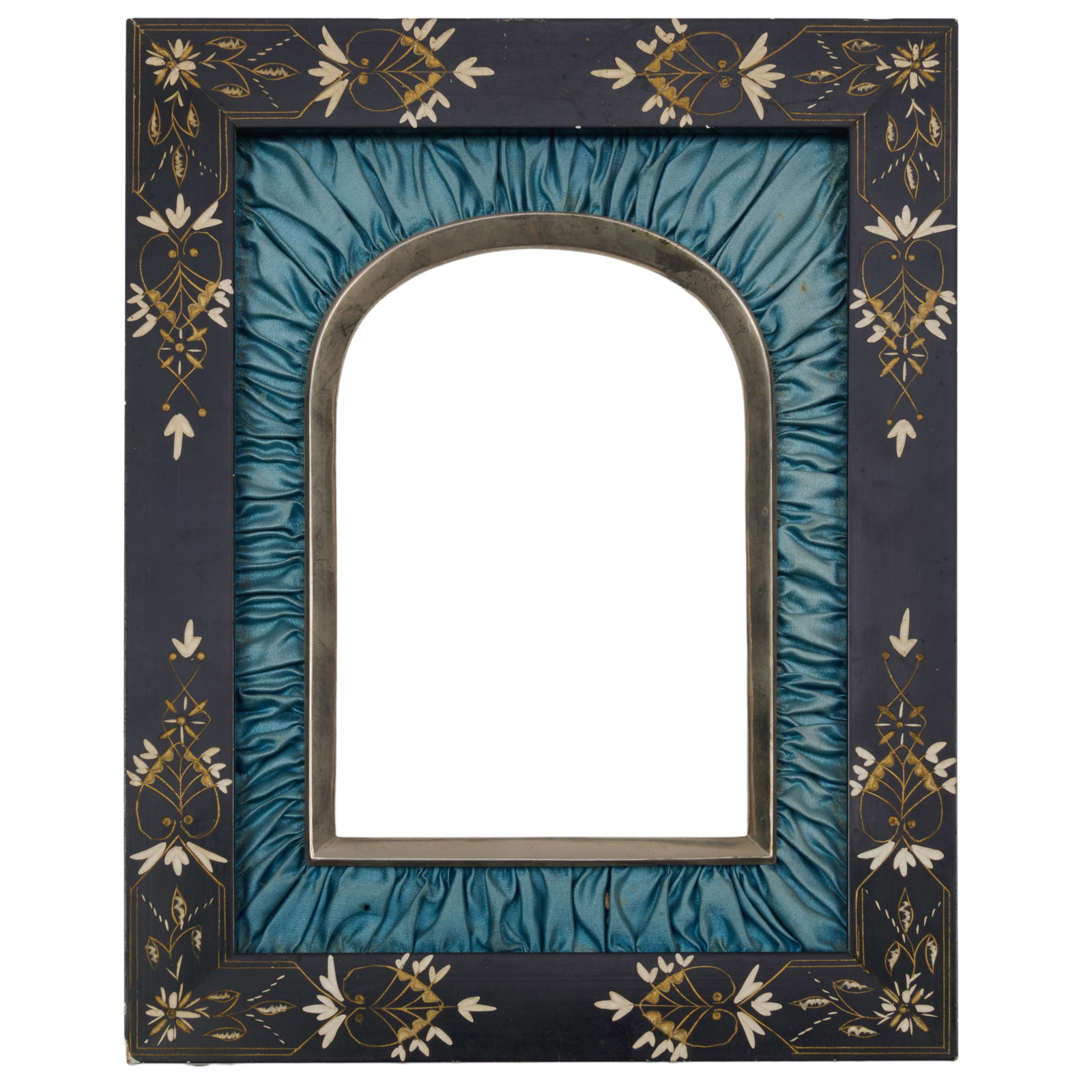 Carved Painted and Ebonized Wood, Silk, and Tin Frame (1 of 3)