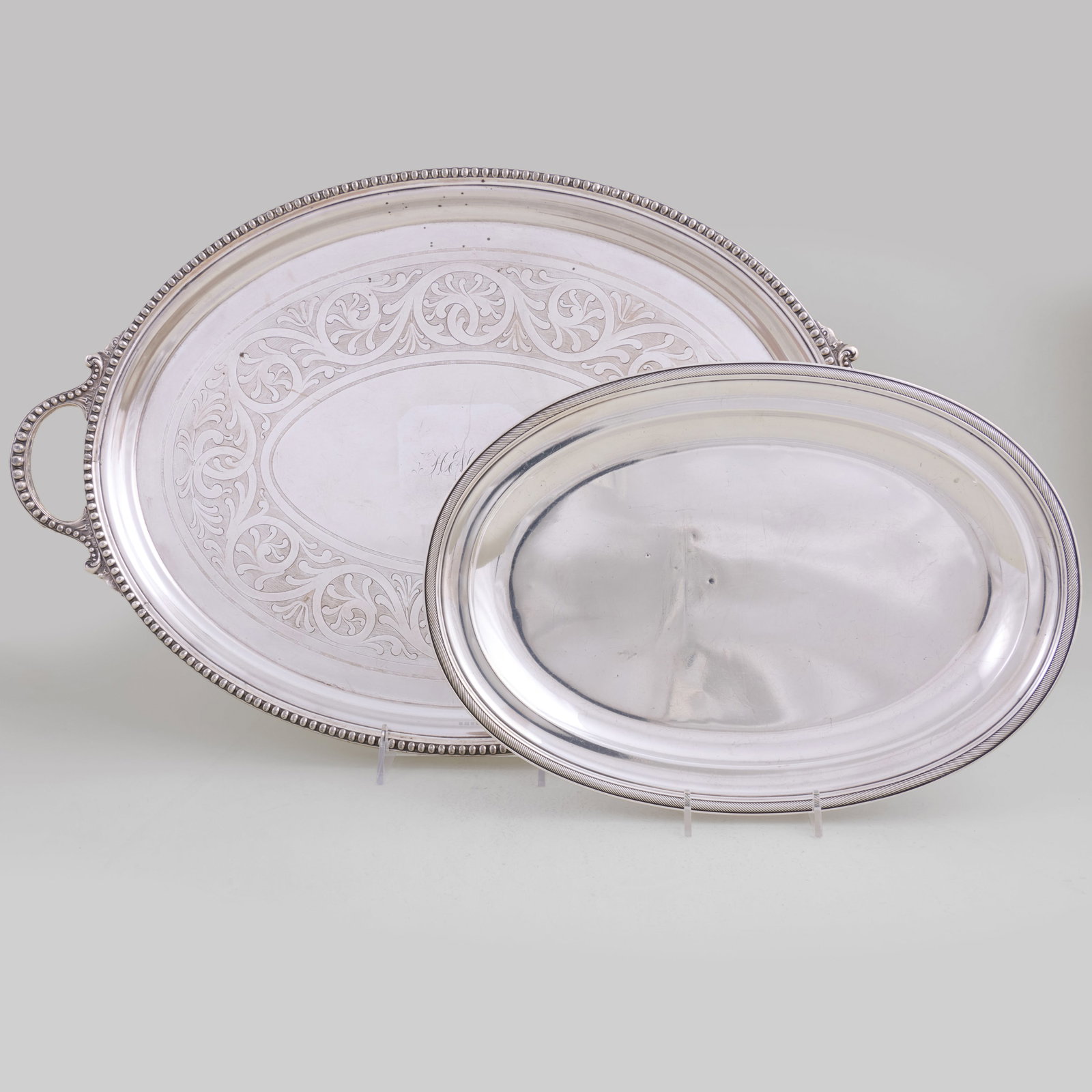 Two Dixon & Sons Silver Plate Monogrammed Trays in Two Sizes (1 of 13)