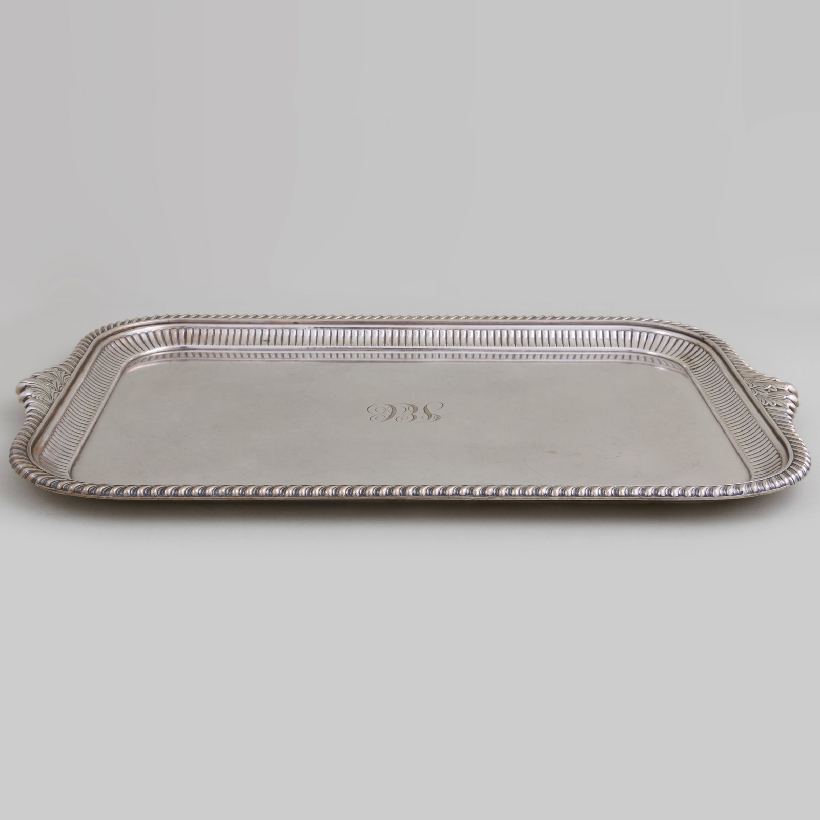 Two Gorham Silver Plate Rectangular Monogrammed Serving Trays - 10