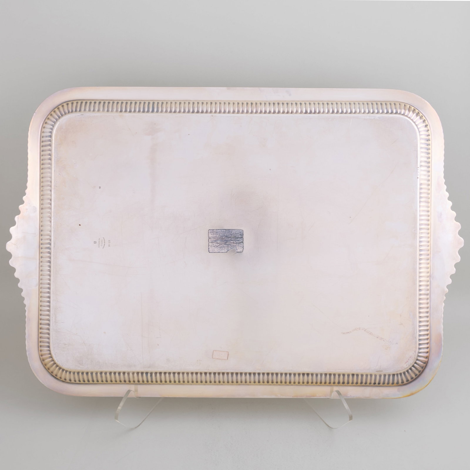 Two Gorham Silver Plate Rectangular Monogrammed Serving Trays - 12