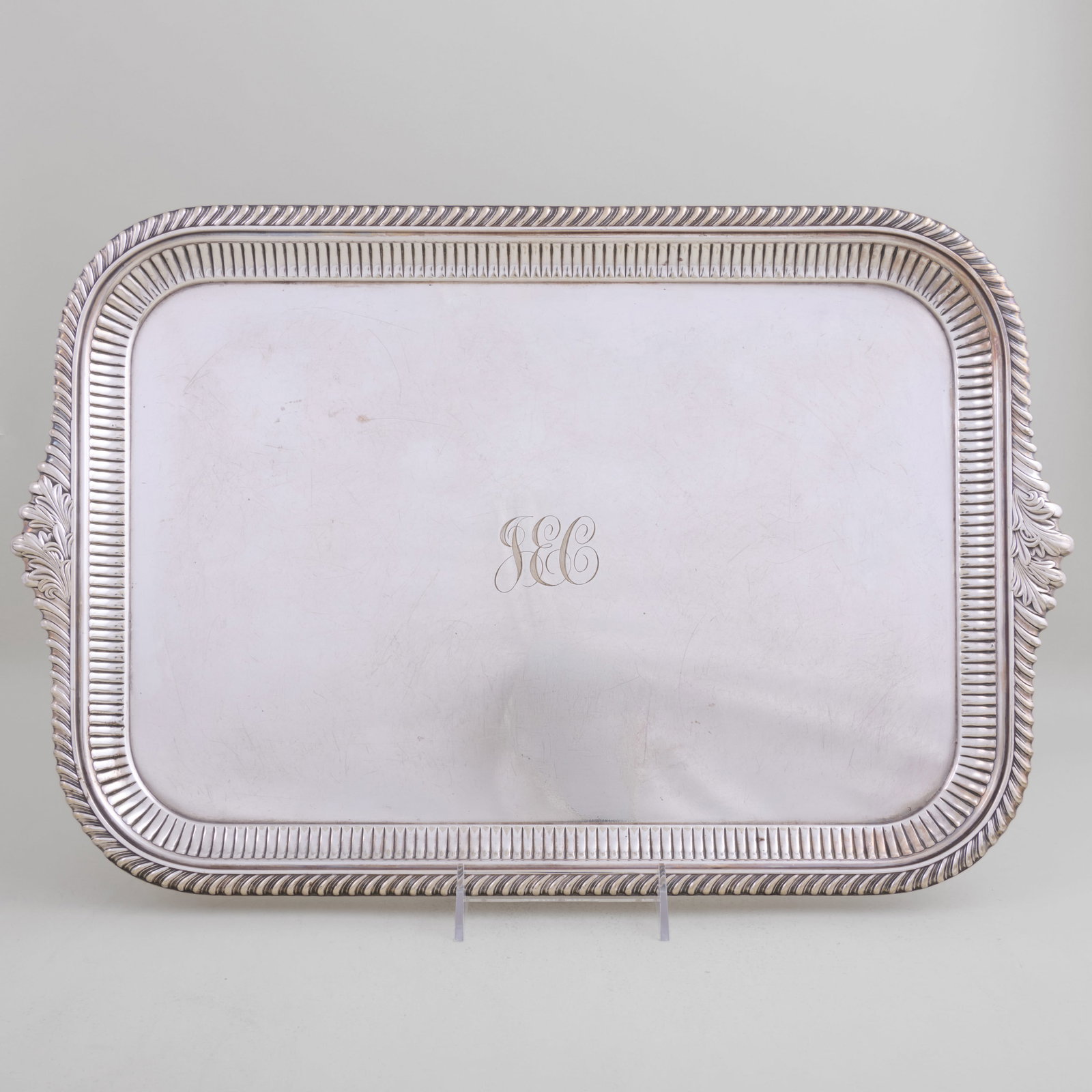 Two Gorham Silver Plate Rectangular Monogrammed Serving Trays - 2
