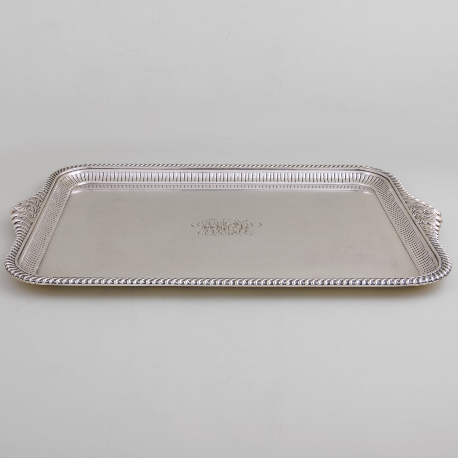 Two Gorham Silver Plate Rectangular Monogrammed Serving Trays - 3