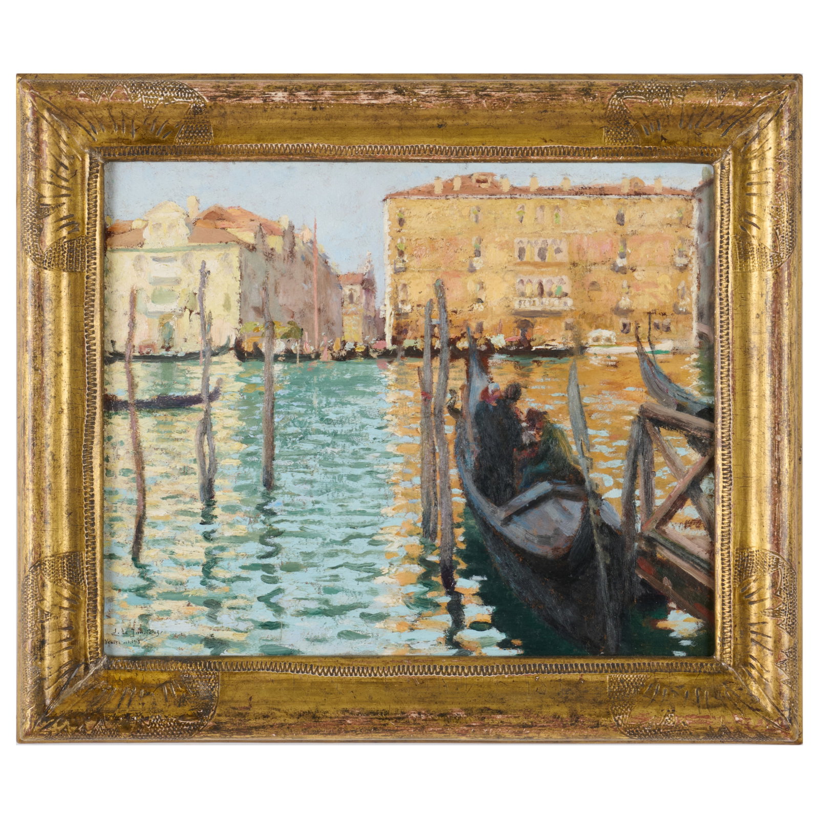 Leonce J.V. De Joncieres (1871-1947): View of the Grand Hotel from the Traghetto S. Zobenigo, Venice (1 of 6)