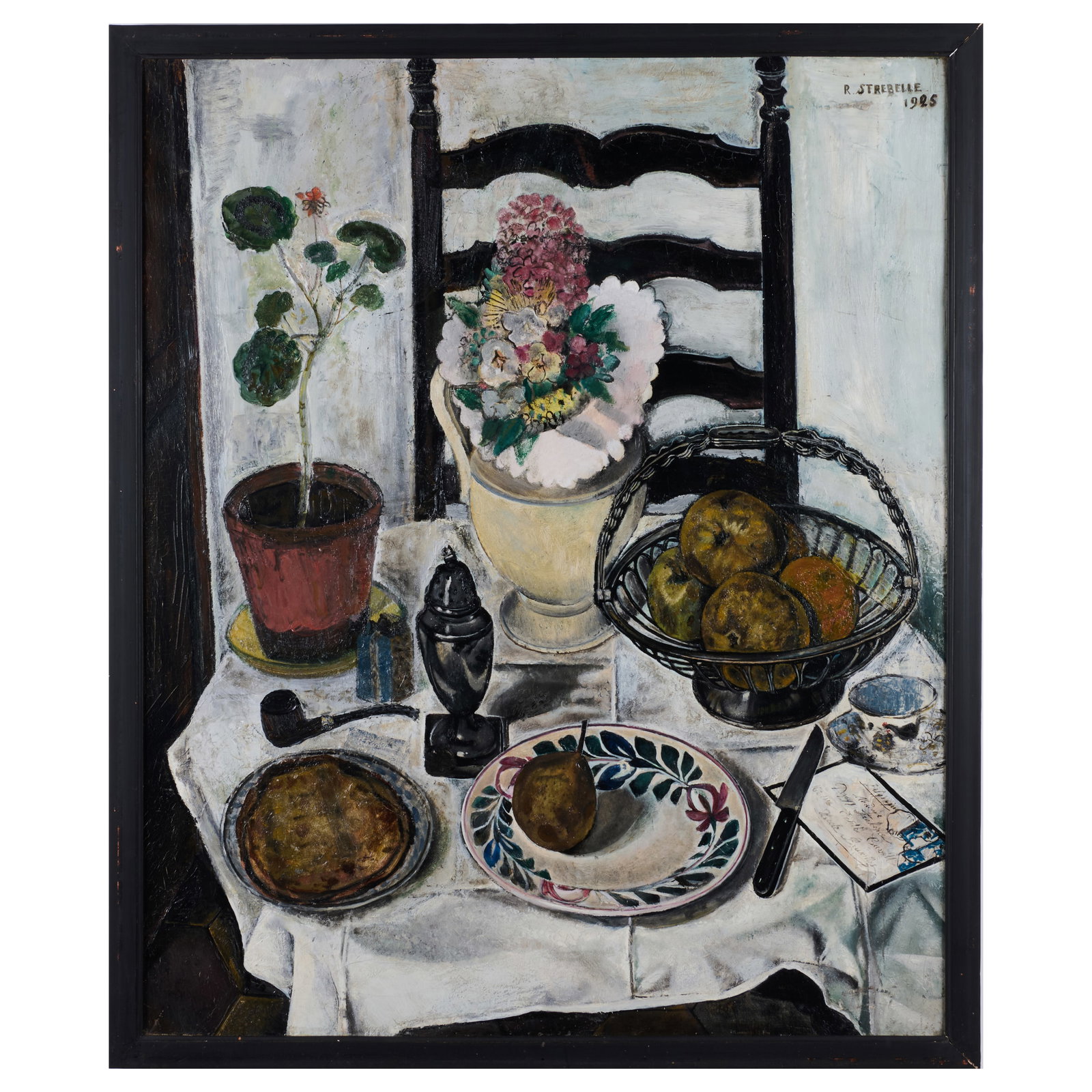 Rodolphe Strebelle (1880-1959): Nature morte: Rodolphe Strebelle (1880-1959): Nature morte Oil on canvas, 1925, signed 'R. Strebelle' and dated upper right, titled and dated on the stretcher, with label from Carnegie Institute, Pittsburgh, PA. 34
