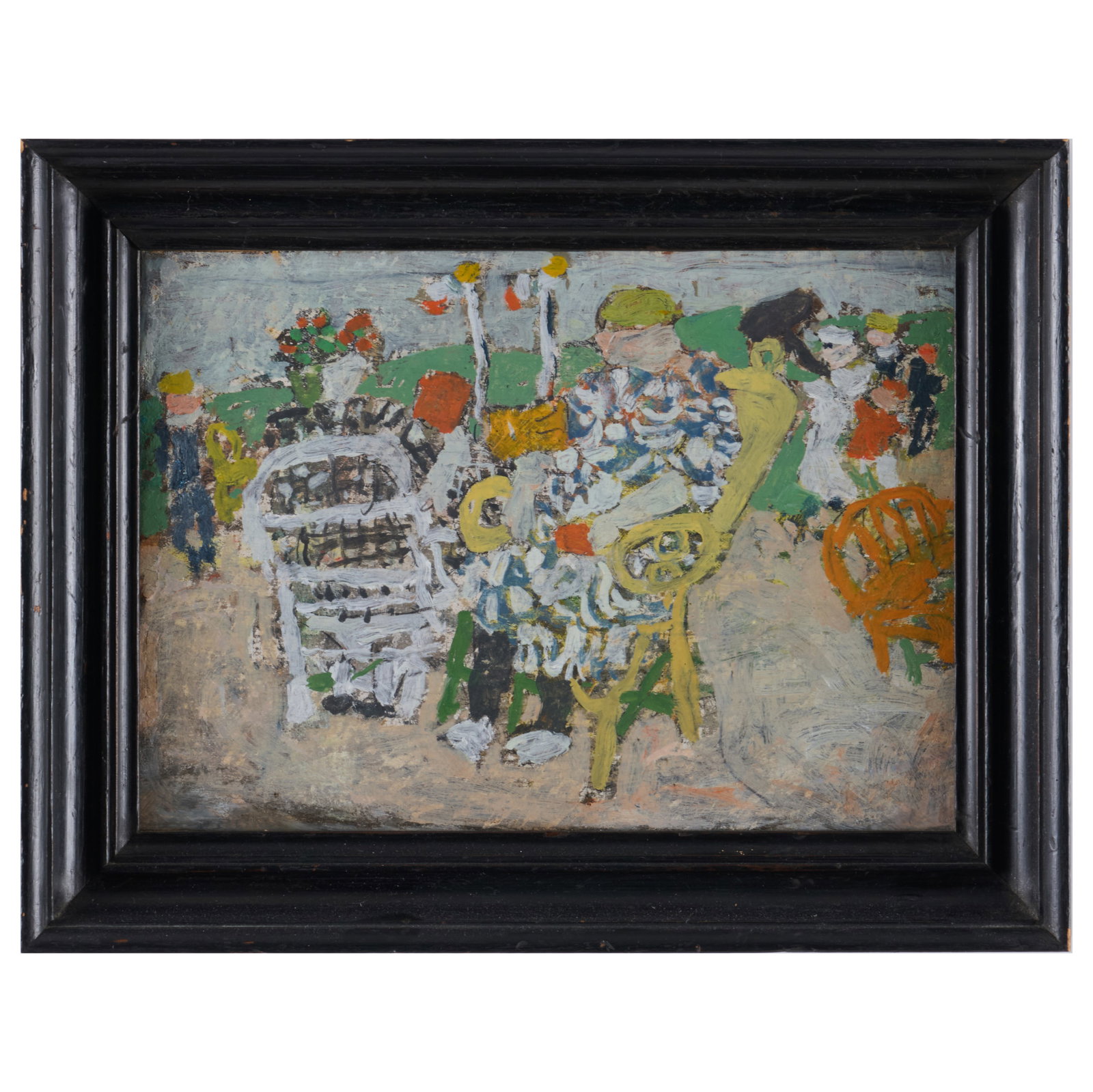 Jean Albert Pougny (1892-1956): Esplanade de Cannes: Jean Albert Pougny (1892-1956): Esplanade de Cannes Oil on paper laid down on Masonite, signed 'Pougny' lower right, titled on the reverse. 8 x 11 1/4 in. (sheet), 10 1/4 x 13 1/4 in. (frame). Sold