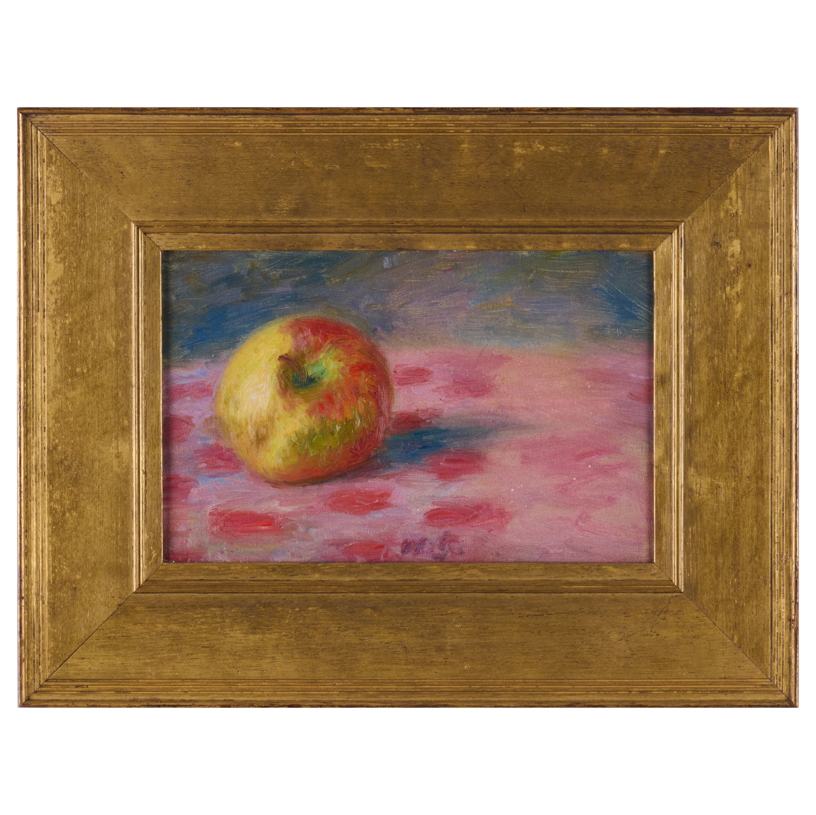William Glackens (1870-1938): An Apple: William Glackens (1870-1938): An Apple Oil on canvas, signed with initials 'WG' lower center, with label from Berry-Hill, NY, Gerald Peters Gallery, NY and an old paper label. 6 3/4 x 10 1/2 in., 12 x