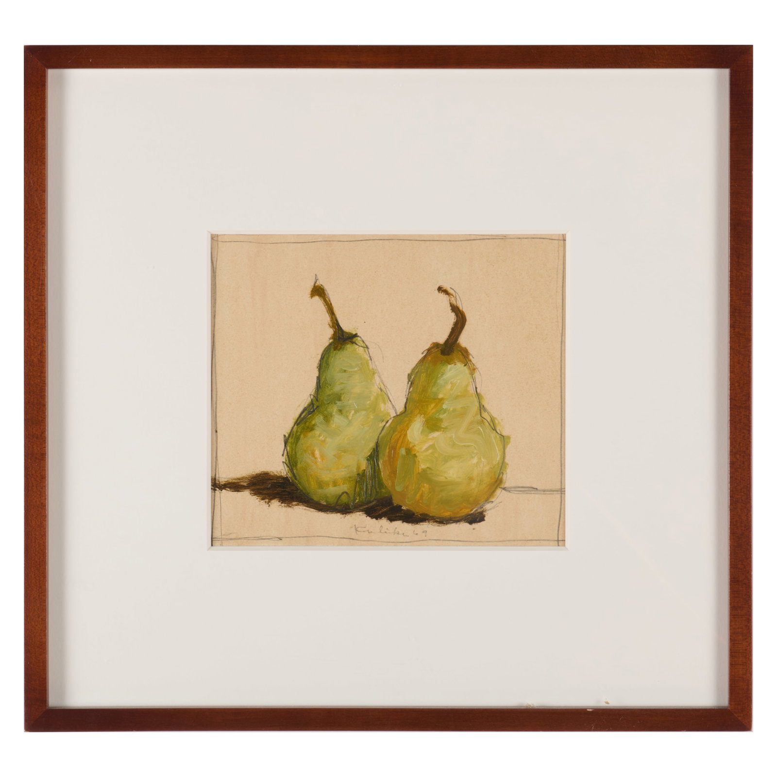 Robert Kulicke (1924-2007): Two Pears: Robert Kulicke (1924-2007): Two Pears Oil and pencil on paper, 1969, signed 'Kulicke' and dated lower center, with label from Kornblee Gallery, NY, Tibor de Nagy Gallery, NY and Allan Stone Projects, 