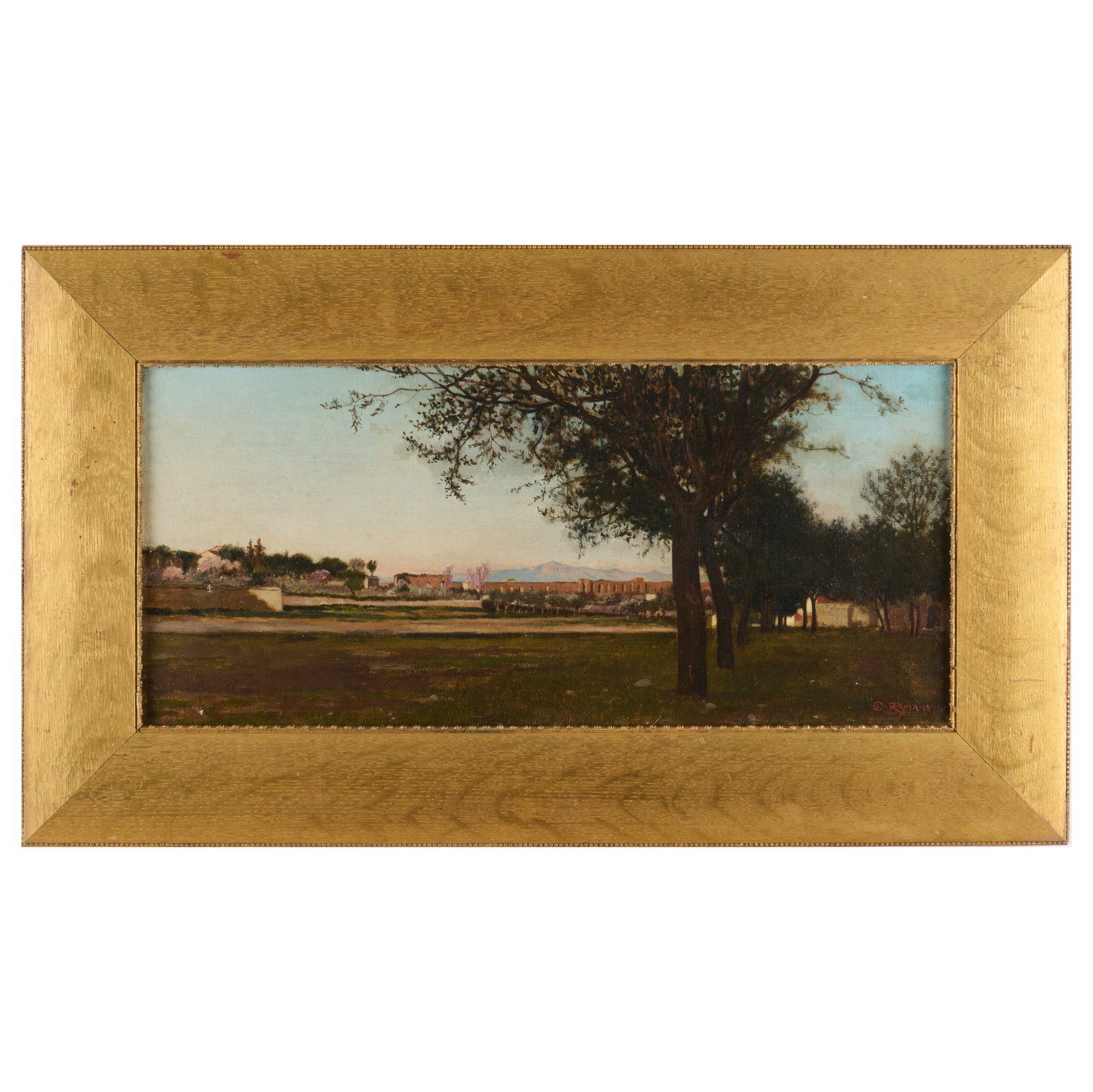 Charles Caryl Coleman (1840-1928): Roma: Charles Caryl Coleman (1840-1928): Roma Oil on canvas, 1871, signed with initials 'CCC', titled and dated lower right. 9 1/4 x 20 1/4 in., 14 1/2 x 25 3/4 in. (frame). The Collection of Simon Parkes.