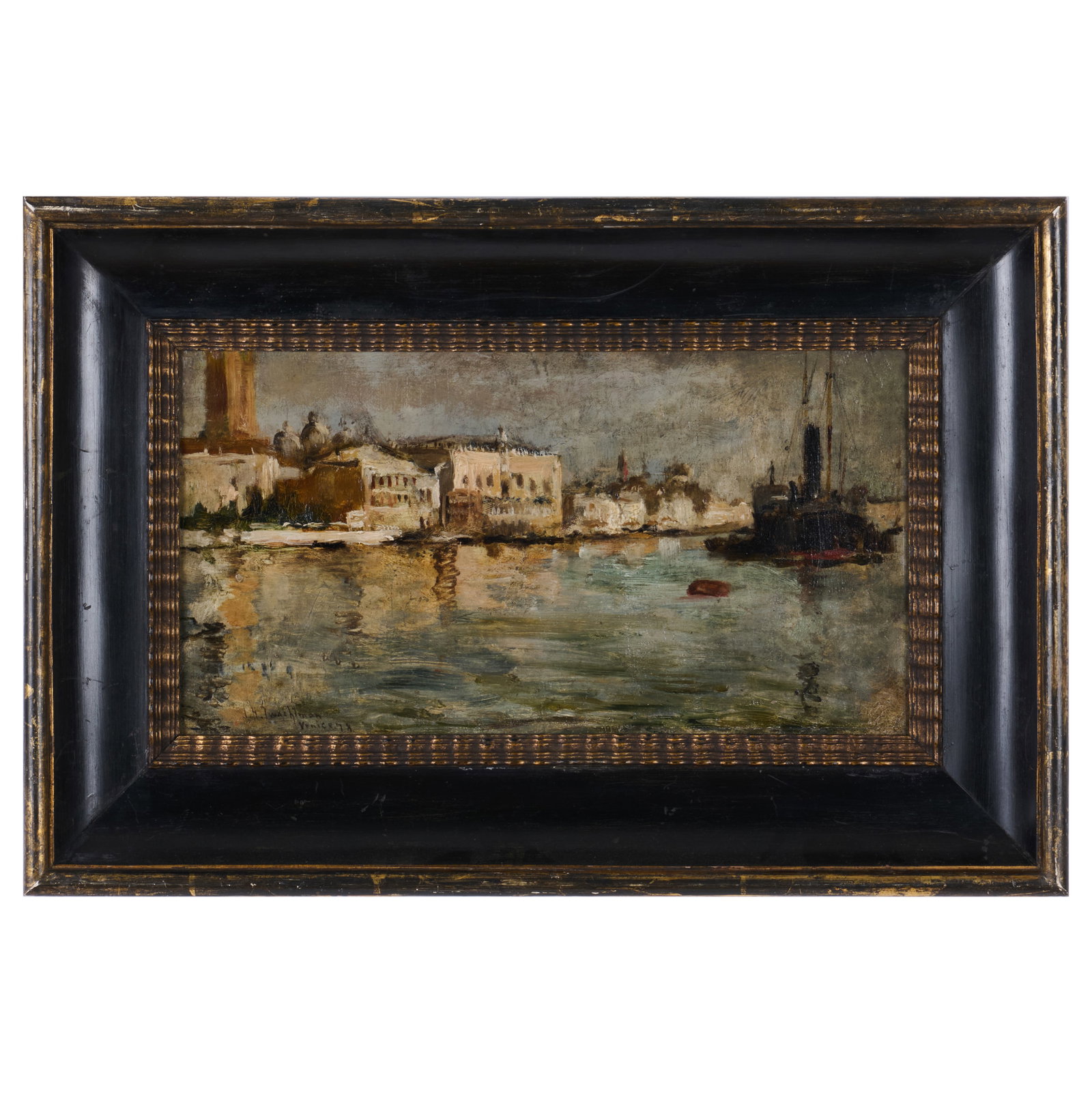John Henry Twatchman (1853-1902): View of Venice: John Henry Twatchman (1853-1902): View of Venice Oil on board, 1878, signed 'J.H. Twachtman' and dated lower left, with label from Spanierman Gallery, NY, Questroyal Fine Art, NY, and Danforth Museum 