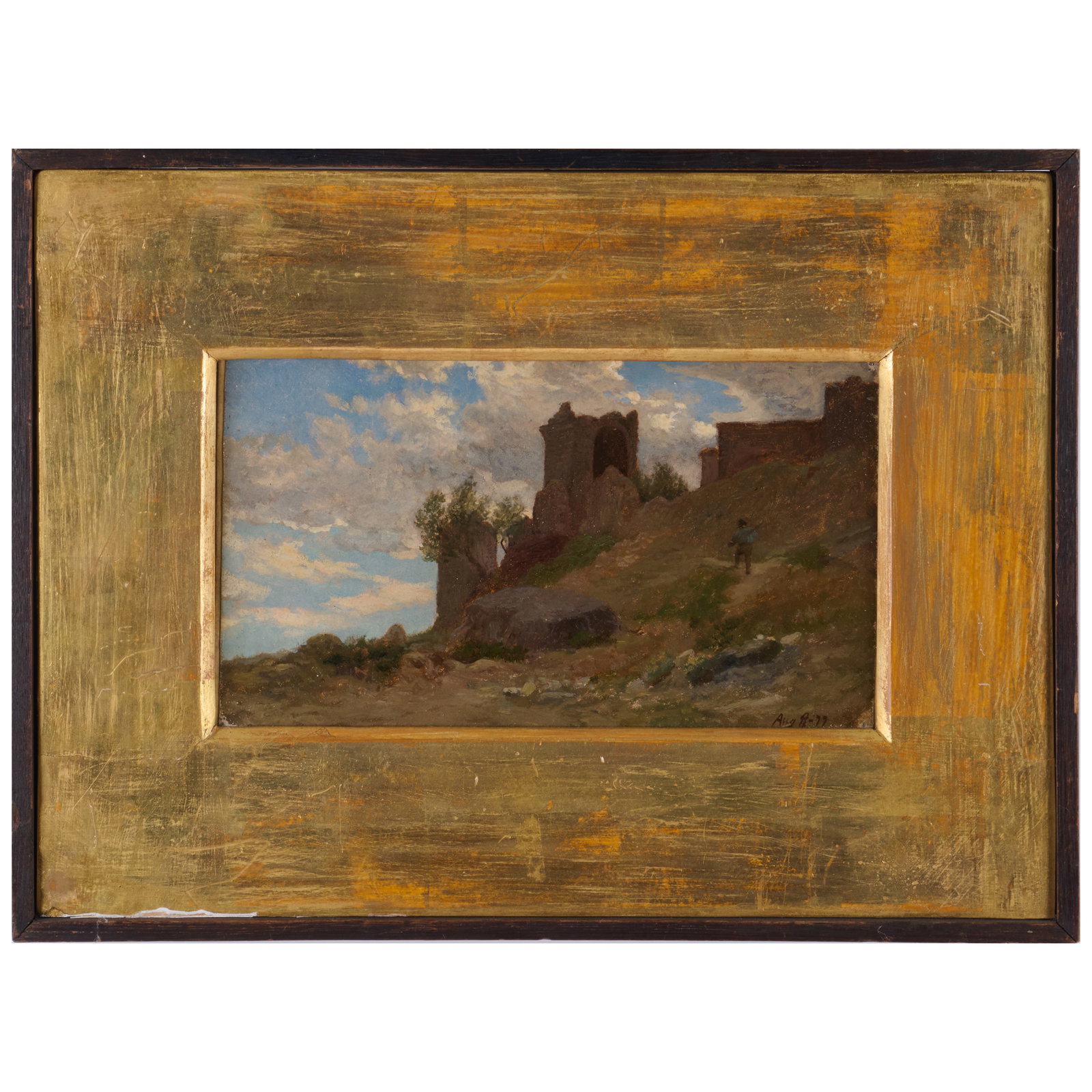 Elihu Vedder (1836-1923): Mount Colognola, Near Perugia: Elihu Vedder (1836-1923): Mount Colognola, Near Perugia Oil on paper mounted on canvas, 1877, signed 'Vedder' and titled on the reverse, dated lower right, with label from Questroyal Fine Art, LLC., N