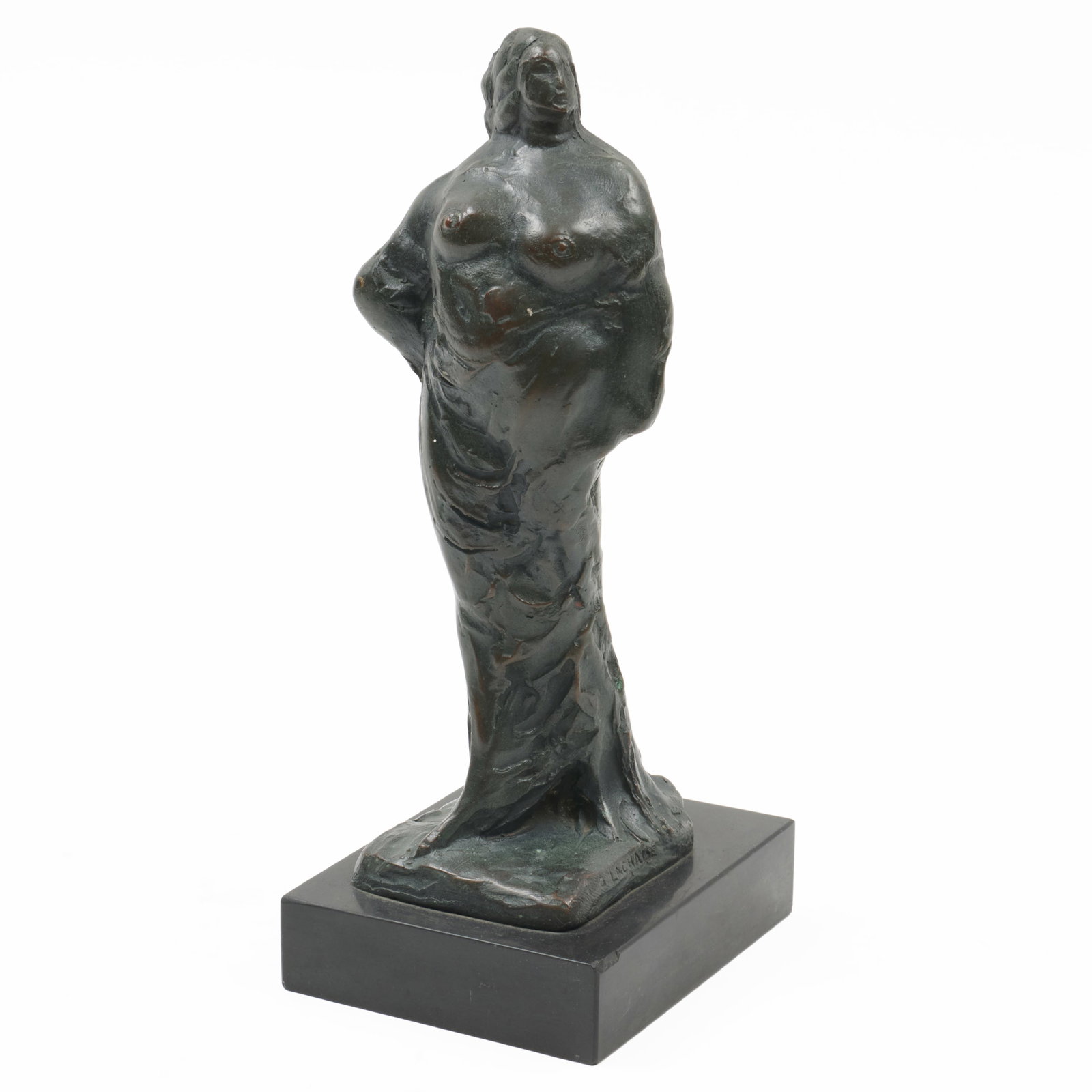 After Gaston Lachaise (1882-1935): Standing Female Figure: After Gaston Lachaise (1882-1935): Standing Female Figure Bronze, signed 'G. Lachaise' lower right edge, on a black stone base. 8 in. (height without base). The Collection of Simon Parkes.