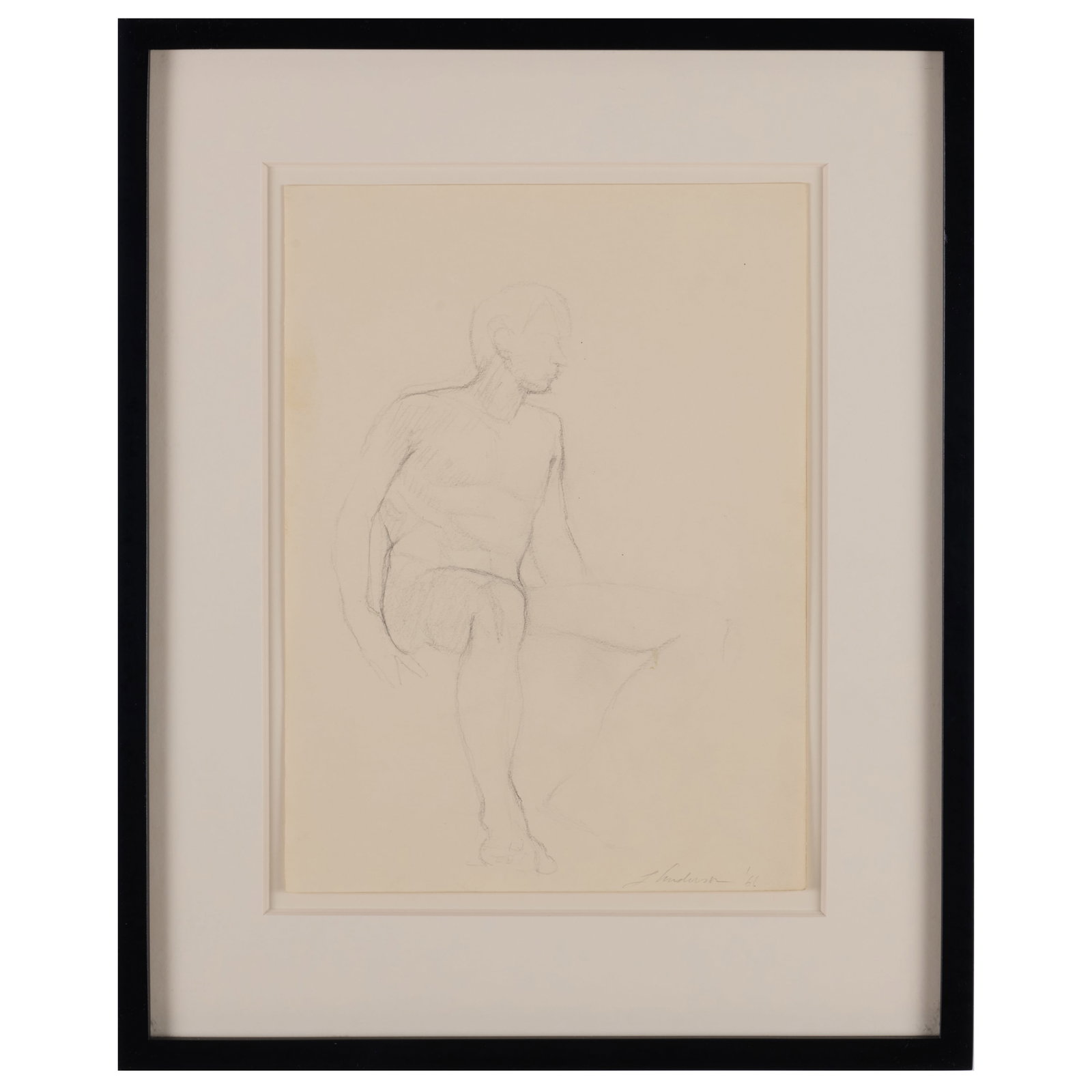 Lennart Anderson (1928-2015): Seated Male Nude: Lennart Anderson (1928-2015): Seated Male Nude Pencil on paper, 1966, signed 'L. Anderson' and dated lower right, with label from Leigh Morse Fine Arts, NY. 11 x 8 in. (sheet), 16 1/8 x 13 1/8 in. (fr