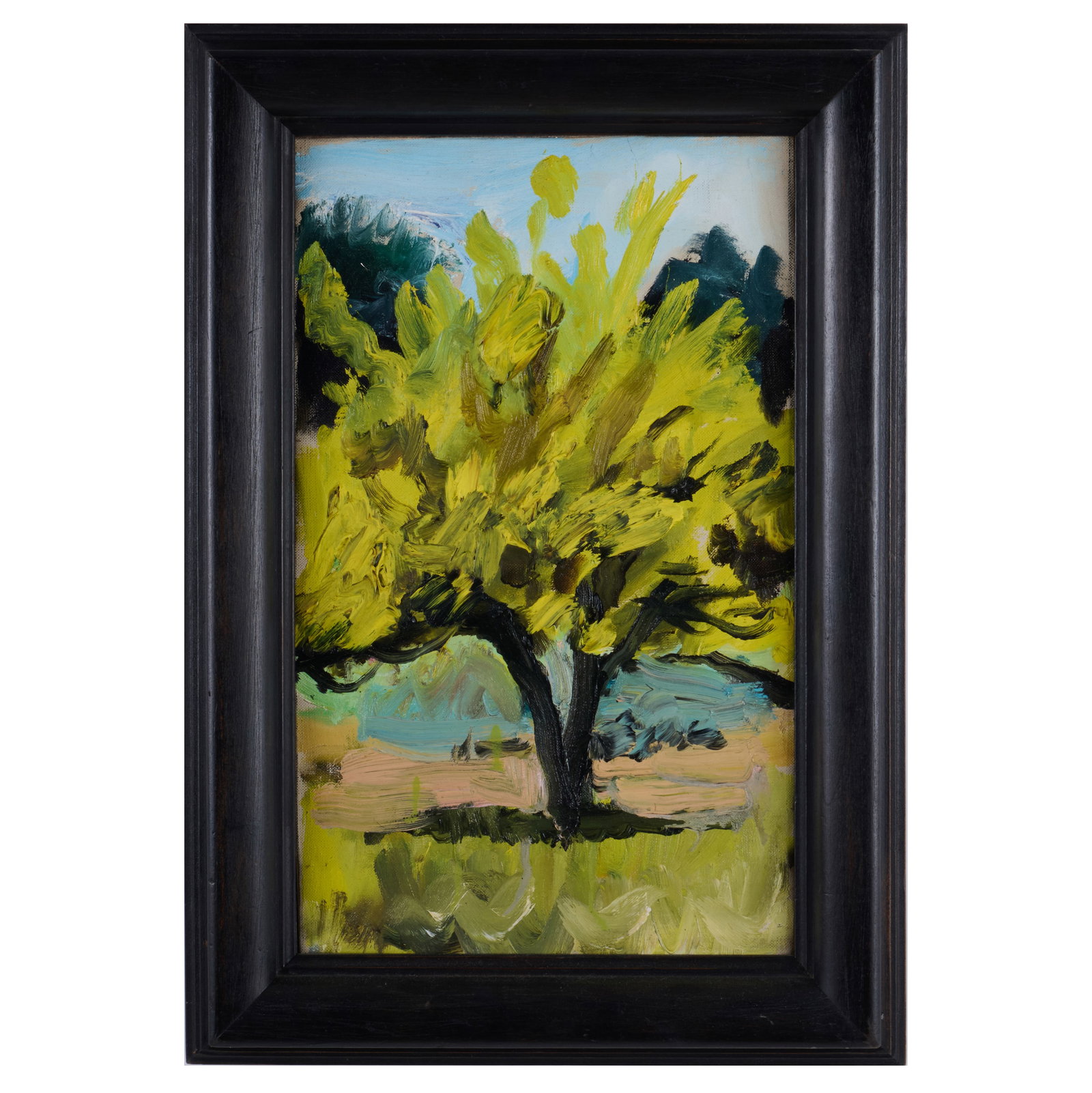 Attributed to Paul Georges (1923-2002): Tree: Attributed to Paul Georges (1923-2002): Tree Oil on canvas, 1966, signed 'Georges' and dated on the reverse. 14 3/4 x 9 in., 18 1/2 x 13 in. (frame). The Collection of Simon Parkes.