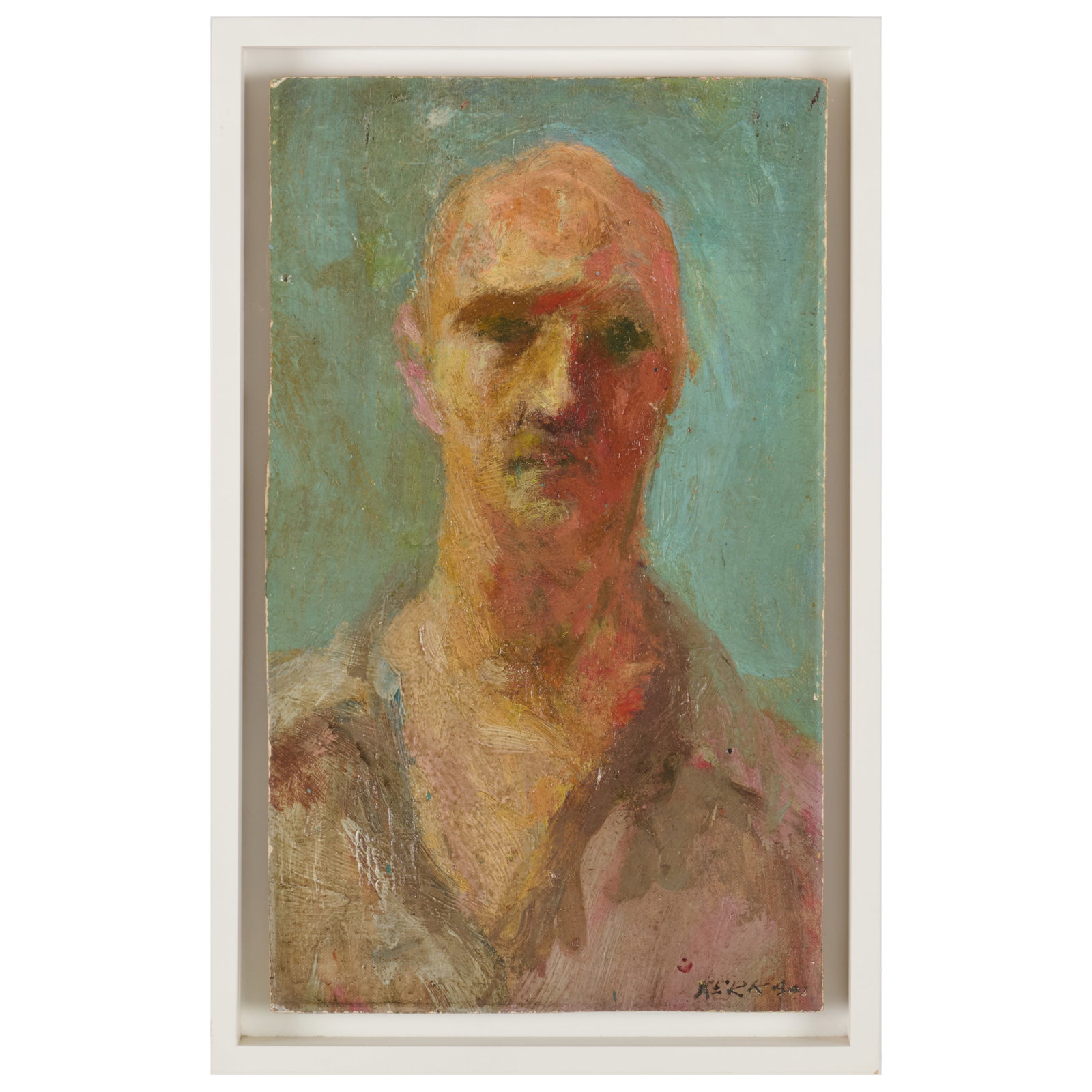 Earl Kerkam (1891-1965): Green Man: Earl Kerkam (1891-1965): Green Man Oil on board, signed 'Kerkam' lower right, titled on a label on the reverse. 16 x 9 in., 18 1/8 x 11 1/2 in. (frame). The Collection of Simon Parkes.