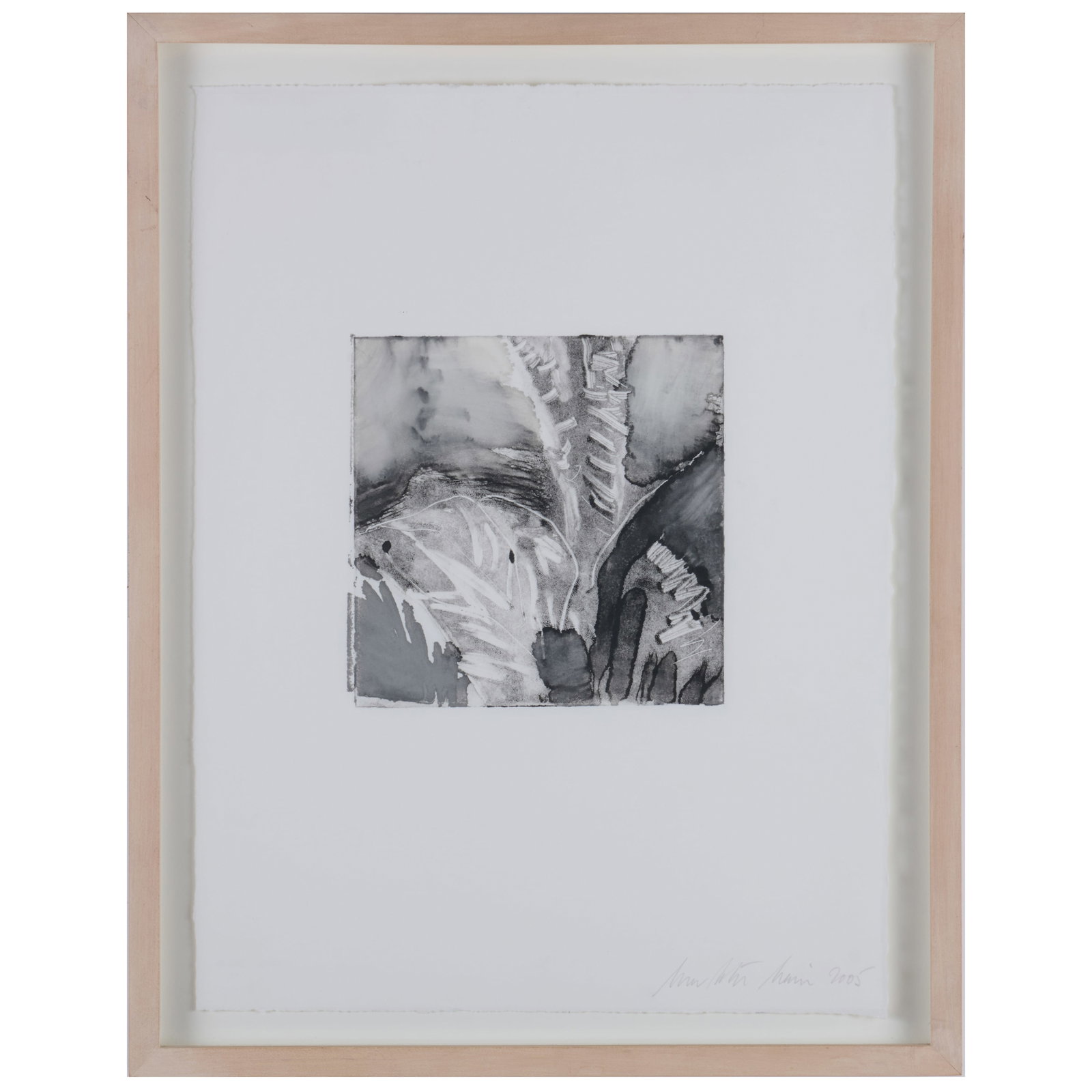 Charlotte Nairn: Studio View: Charlotte Nairn: Studio View Monotype in black on wove paper, 2005, signed and dated in pencil, with label from W. M. Brady & Co., Inc., NY. 15 x 11 1/8 in. (sheet), 17 1/8 x 13 1/2 in. (frame).