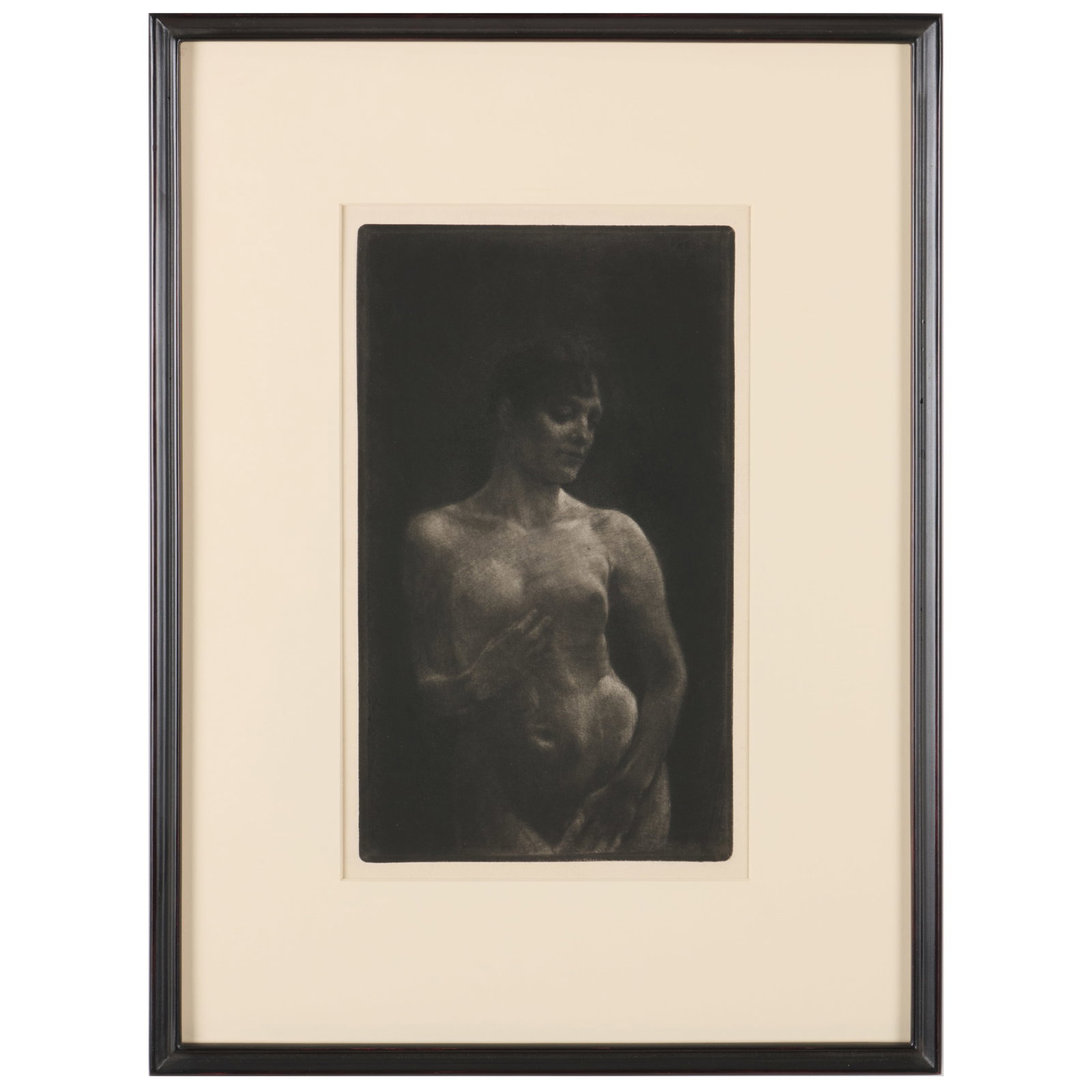 After Max Klinger (1857-1920): A Standing Nude: After Max Klinger (1857-1920): A Standing Nude Mezzotint in black on cream wove paper, unsigned. 11 1/4 x 6 5/8 in. (plate), 18 3/4 x 14 in. (frame). Literature: see Singer 271.<