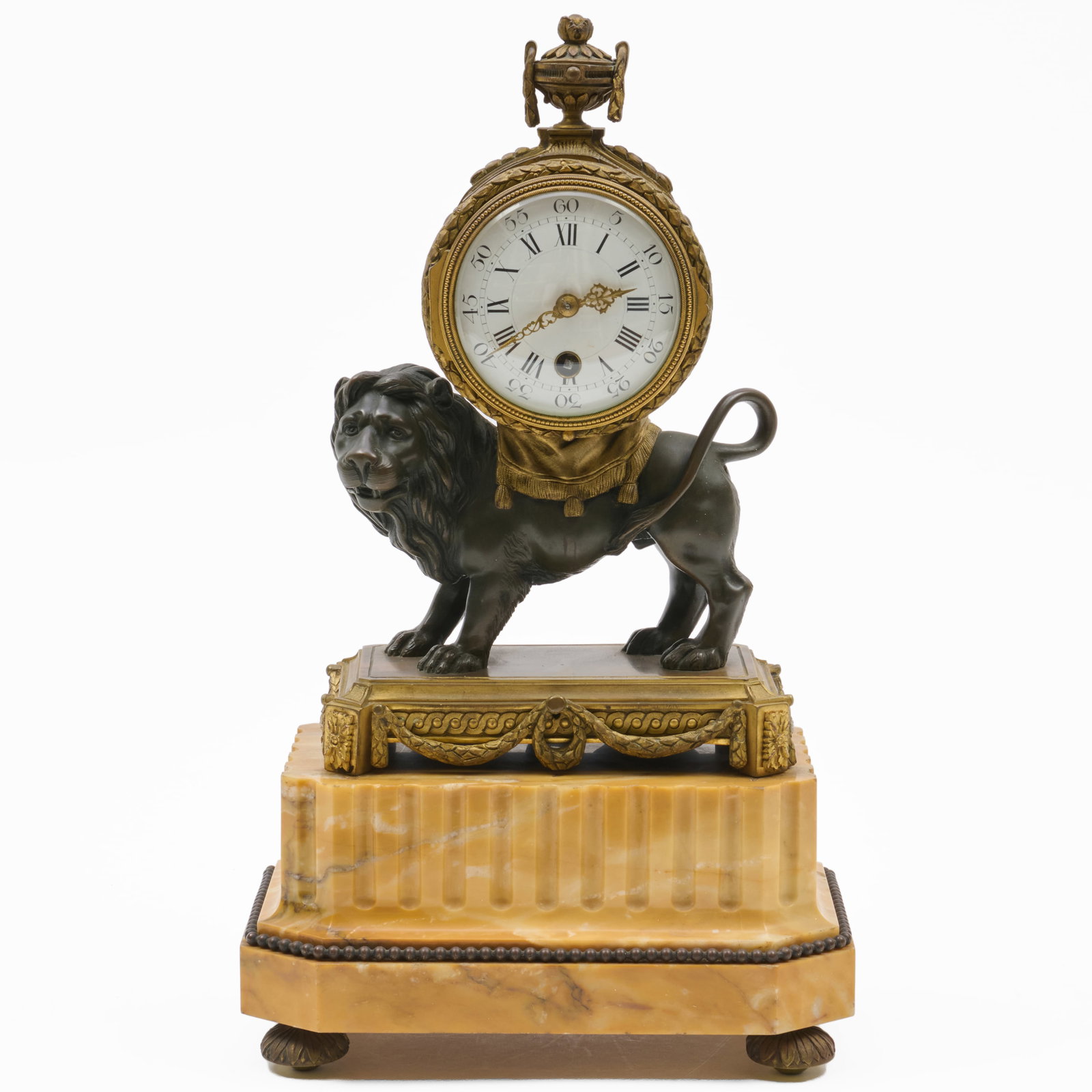 Louis XVI Style Gilt And Patinated-Bronze Lion Form Mantle Clock (1 of 11)