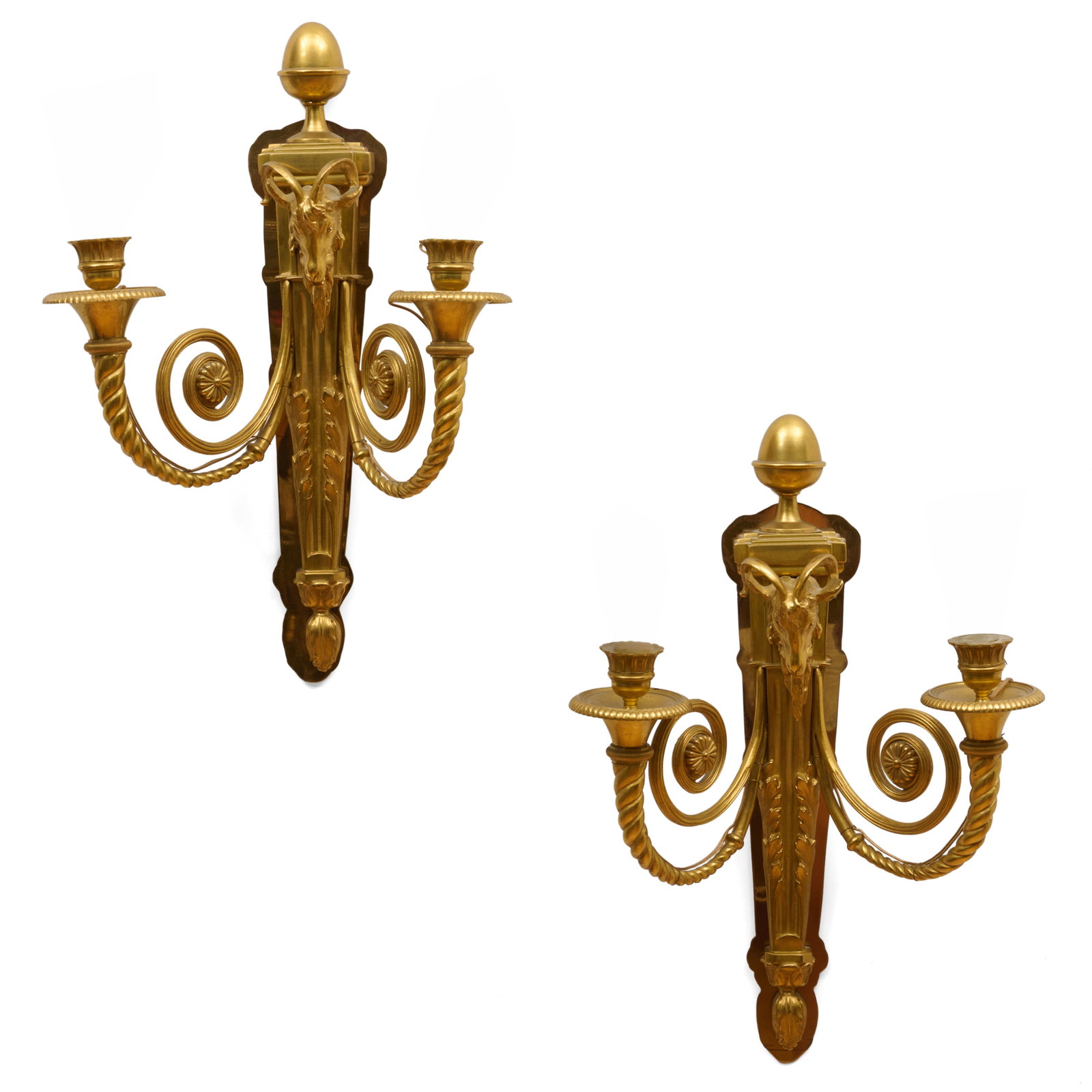 Pair Of Louis XVI Style Gilt-Bronze Two Light Wall Lights (1 of 4)
