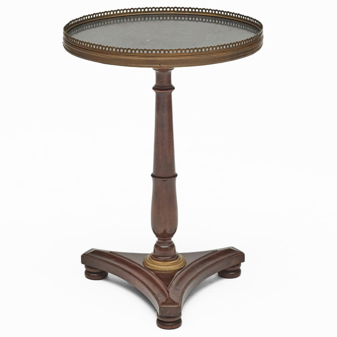 Louis XVI Style Brass-Mounted Mahogany Gueridon With Marble Top (1 of 6)