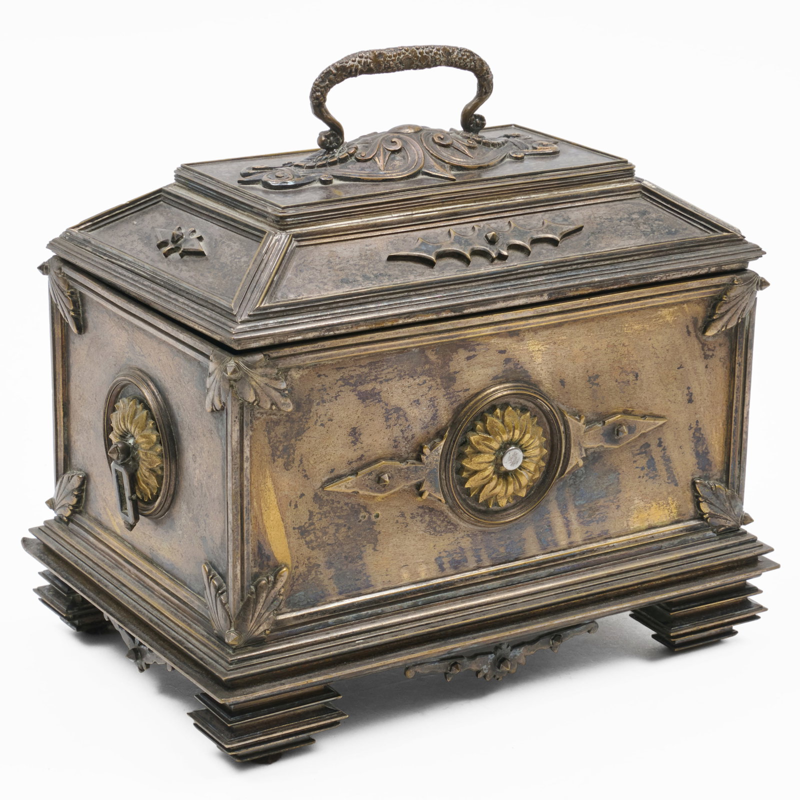 Unusual Polished Steel Coffret: Unusual Polished Steel Coffret 9 1/2 x 9 x 6 in. Property from the Collection of a Distinguished NY Lady, with Interiors by Alex Papachristidis.