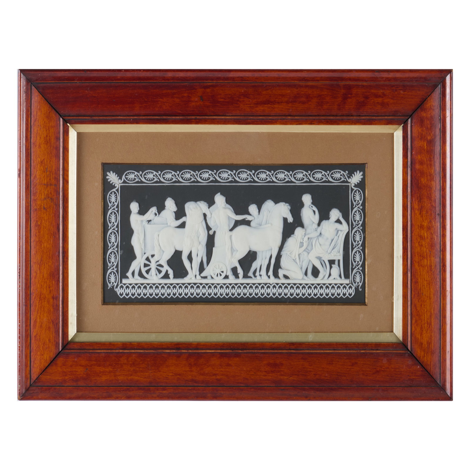 Two Jasperware Panels Mounted In Frames: Two Jasperware Panels Mounted In Frames Depicting Achilles in Scyros and Priam kneeling before Achilles.4 1/2 x 10 1/8 in. (sight), 11 3/8 x 16 3/4 in. (frame). Property from the Collection of a