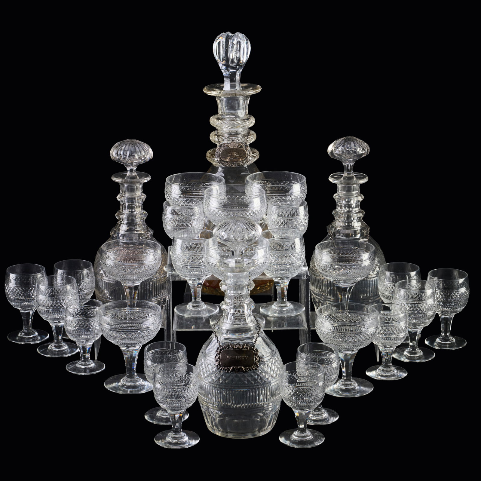 Group Of Cut Glass Barware And A Silver Plate Tray (1 of 20)