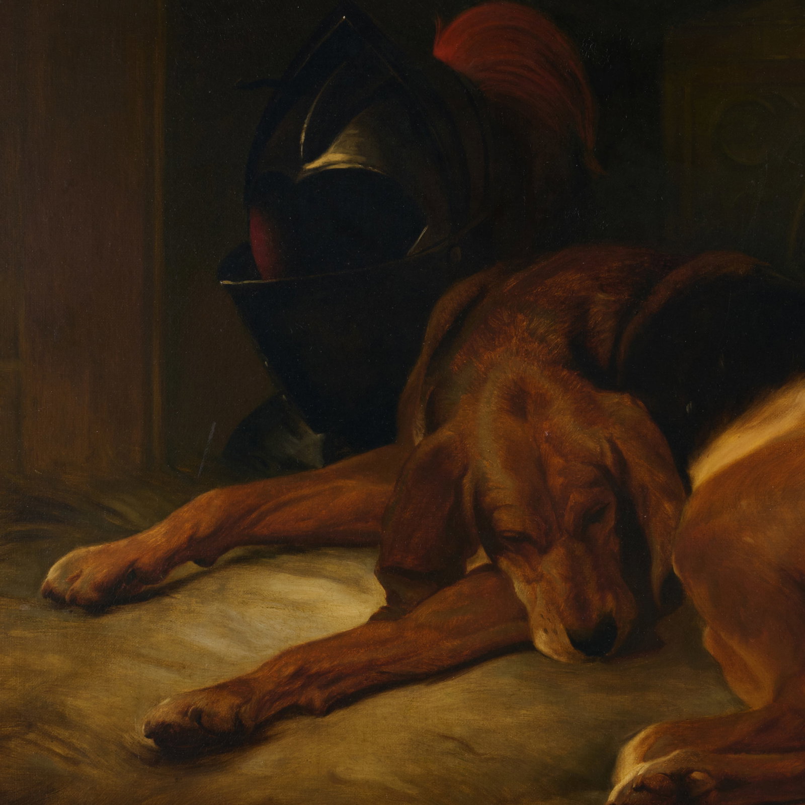 Alfred S. Bishop (Act. 1861-1889): Sleeping Hound: Alfred S. Bishop (Act. 1861-1889): Sleeping Hound Oil on canvas, 1886, signed 'A. S. Bishop' and dated lower right, lined. 24 x 30 1/2 in., 32 1/4 x 38 in. (frame). Property from the Collection of a D