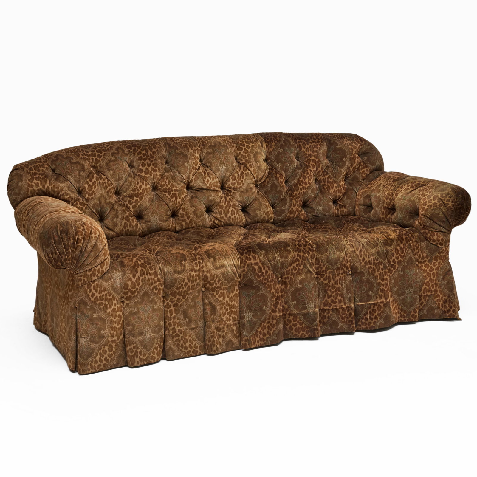 Leopard And Paisley Tufted Velvet Upholstered Sofa (1 of 7)