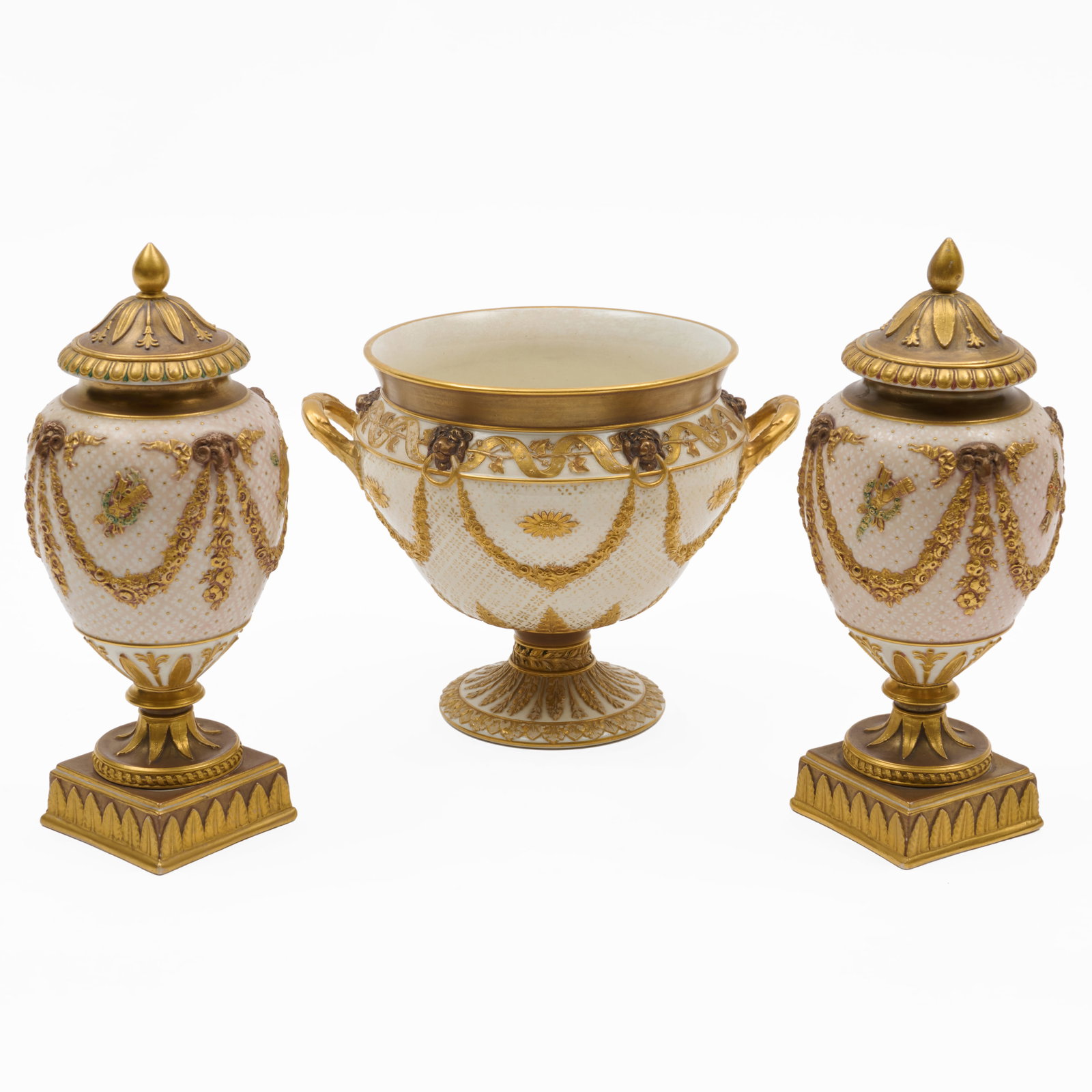 Wedgwood Assembled Gilt Decorated Porcelain Three-Piece Garniture (1 of 16)