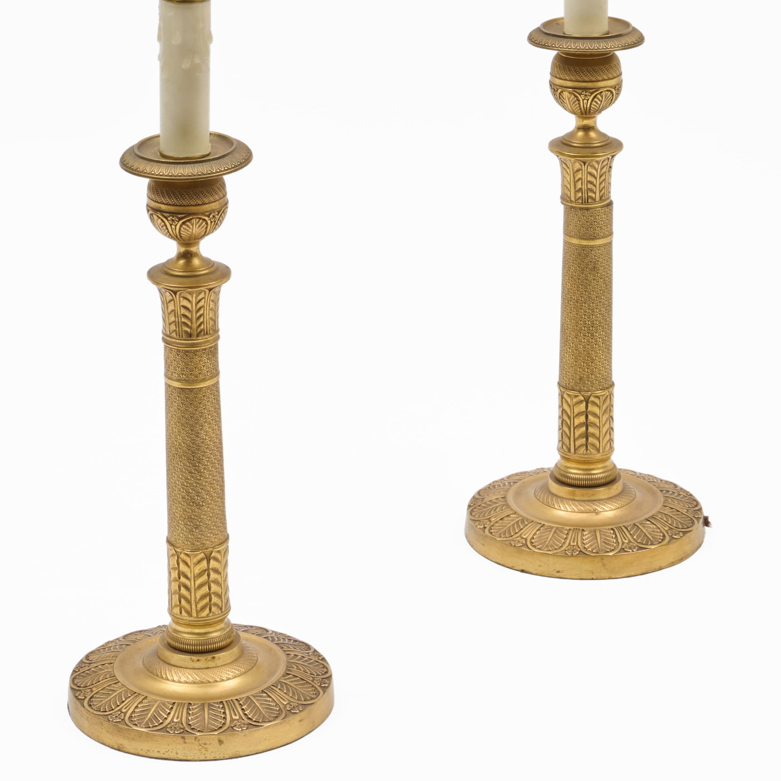 Pair Of Empire Style Gilt-Bronze Candlesticks Mounted As Lamps (1 of 6)