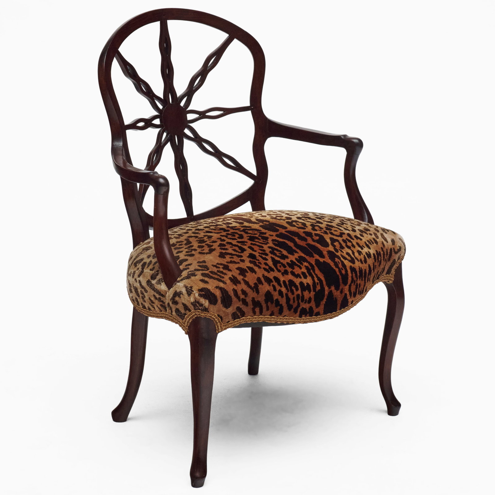 George III Mahogany Armchair Upholstered In Pierre Frey Leopard Print Chenille (1 of 7)