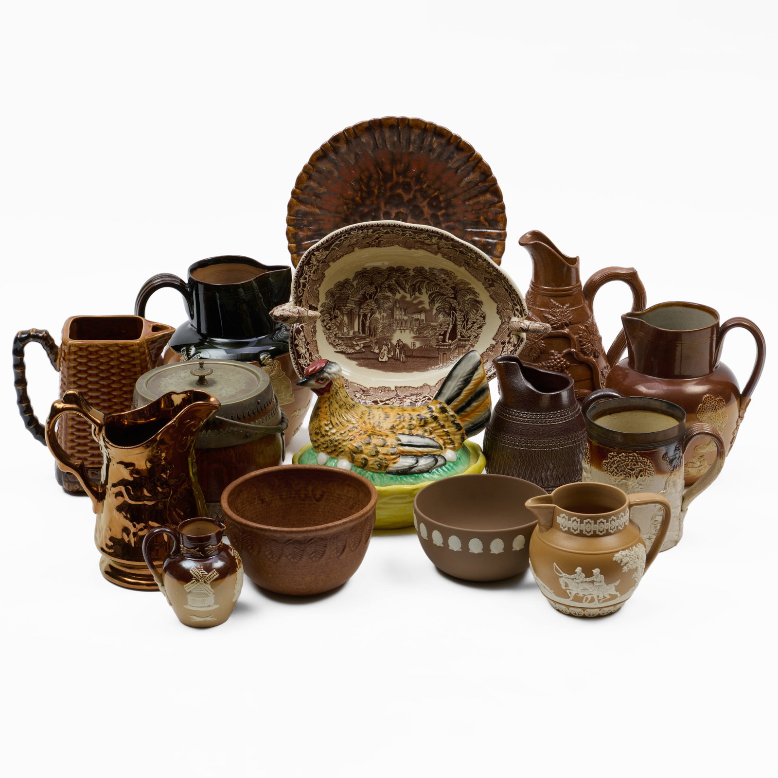 Group Of English And French Porcelain And Pottery Pitchers And Table Wares (1 of 20)
