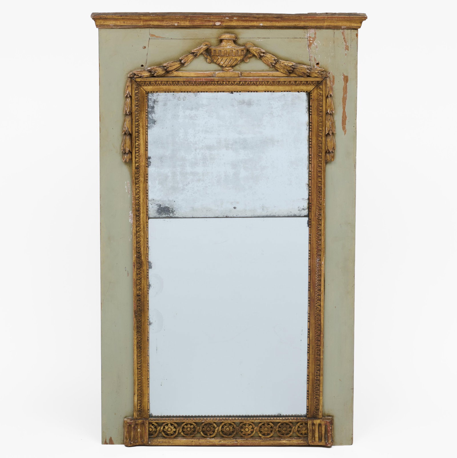 Louis XVI Green Painted And Parcel-Gilt Trumeau Mirror (1 of 5)