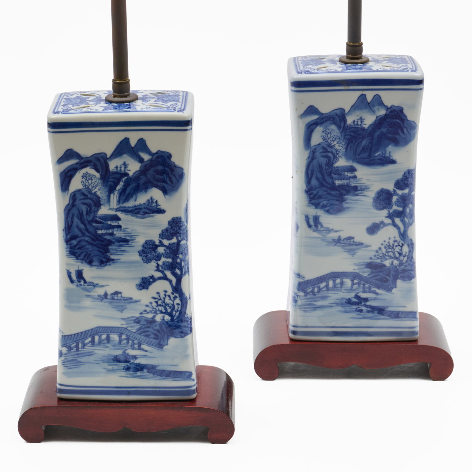Pair Of Chinese Blue And White Porcelain Lamps (1 of 8)