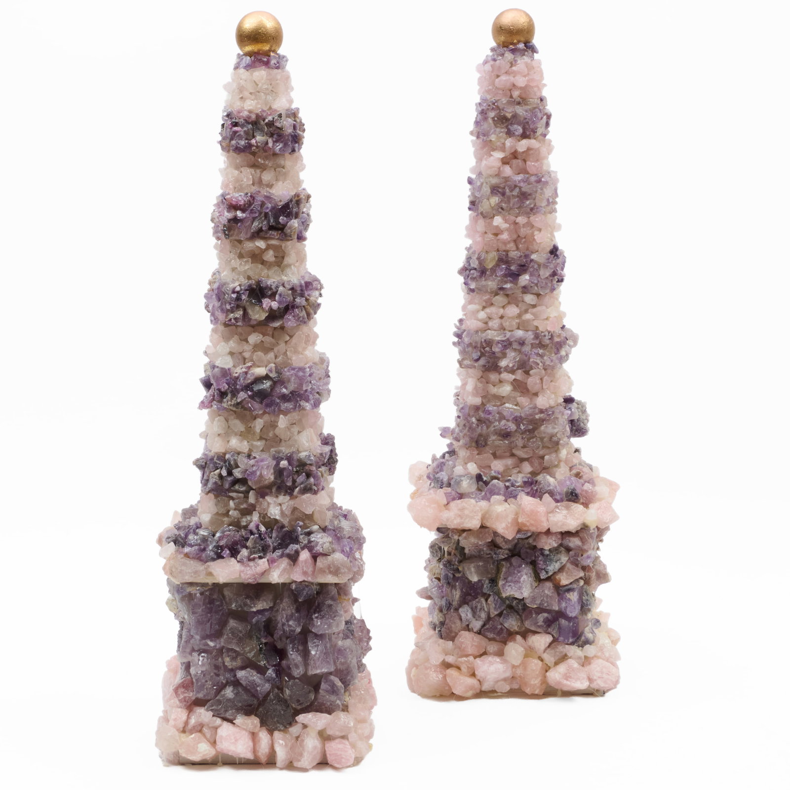 Pair Of Rose Quartz And Amethyst Obelisks (1 of 6)