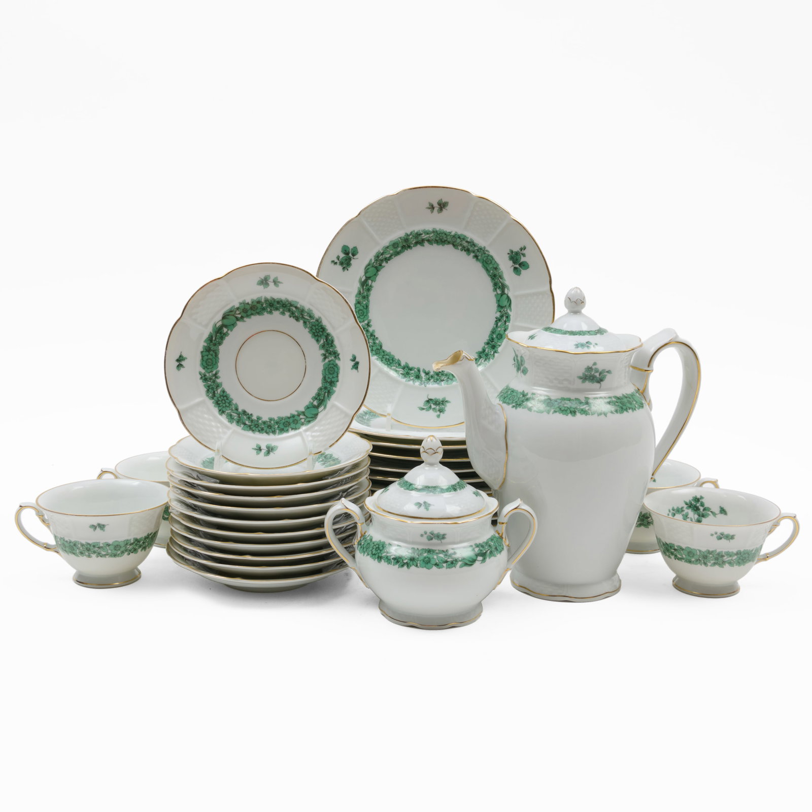 Rosenthal Porcelain Part Hot Chocolate Service With Green Garland (1 of 20)