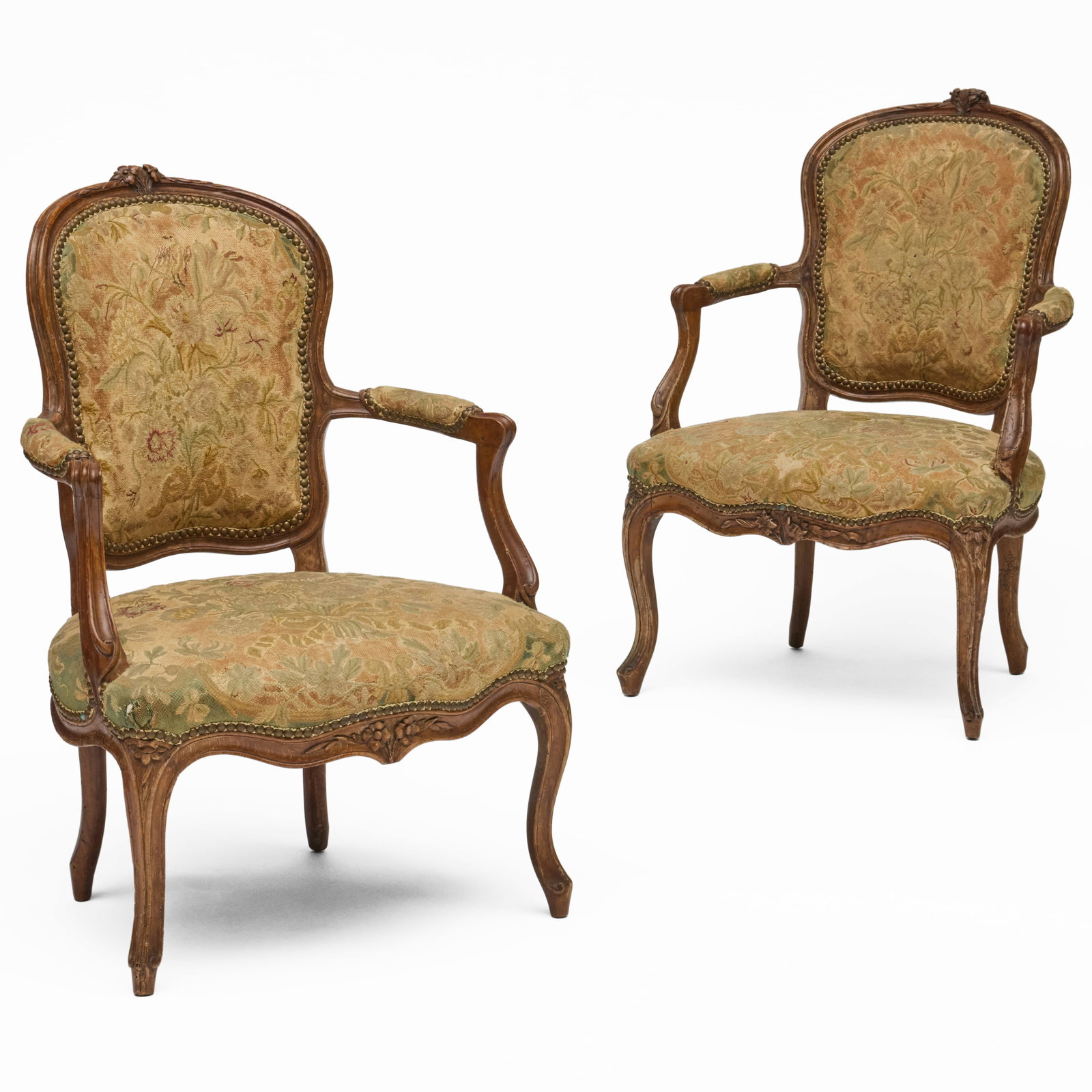 Pair Of Louis XV Beechwood Fauteuils En Cabriolet: Pair Of Louis XV Beechwood Fauteuils En Cabriolet 35 1/2 x 24 1/2 x 27 1/2 in., seat height 15 1/2 in.