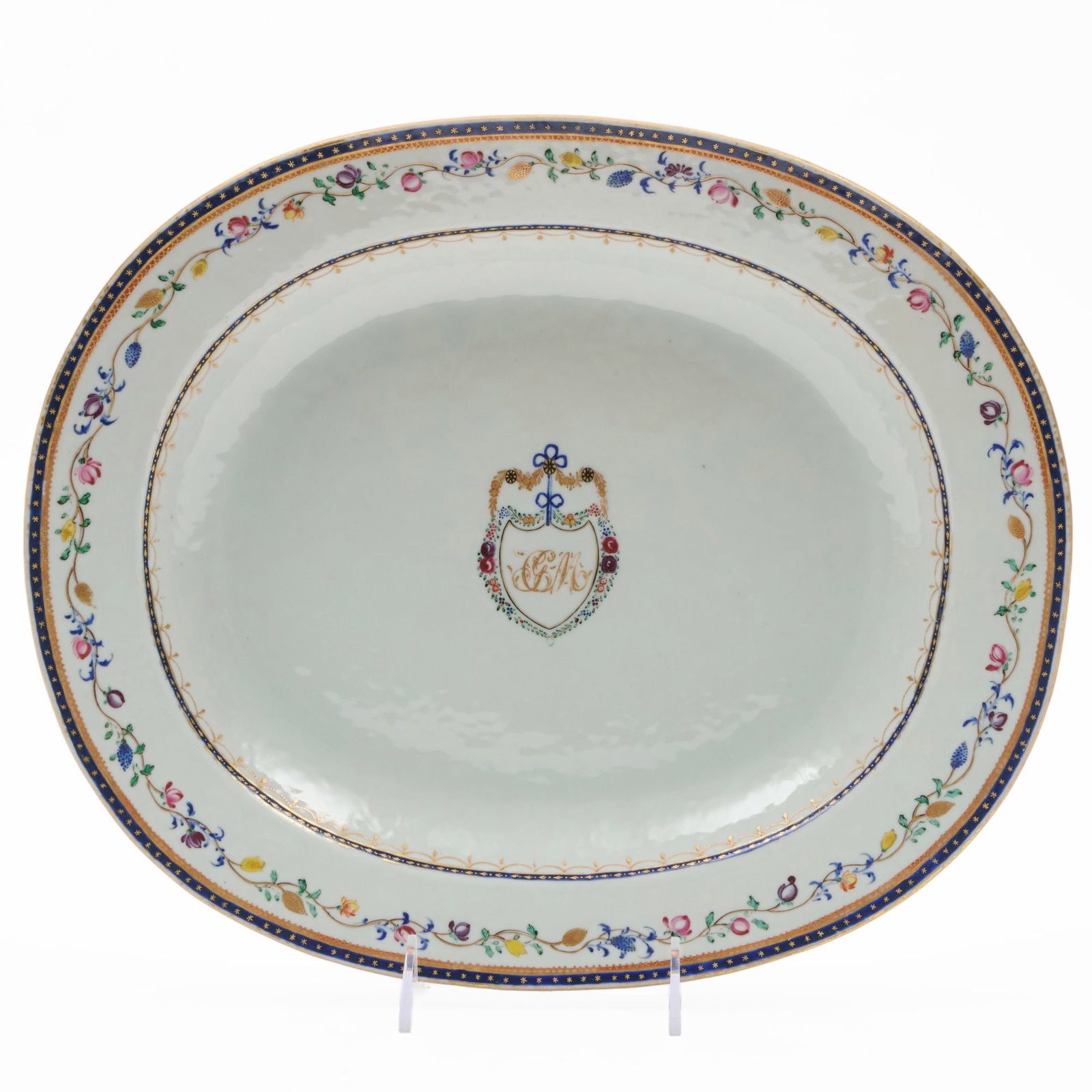 Chinese Export Porcelain Monogrammed Serving Platter (1 of 4)
