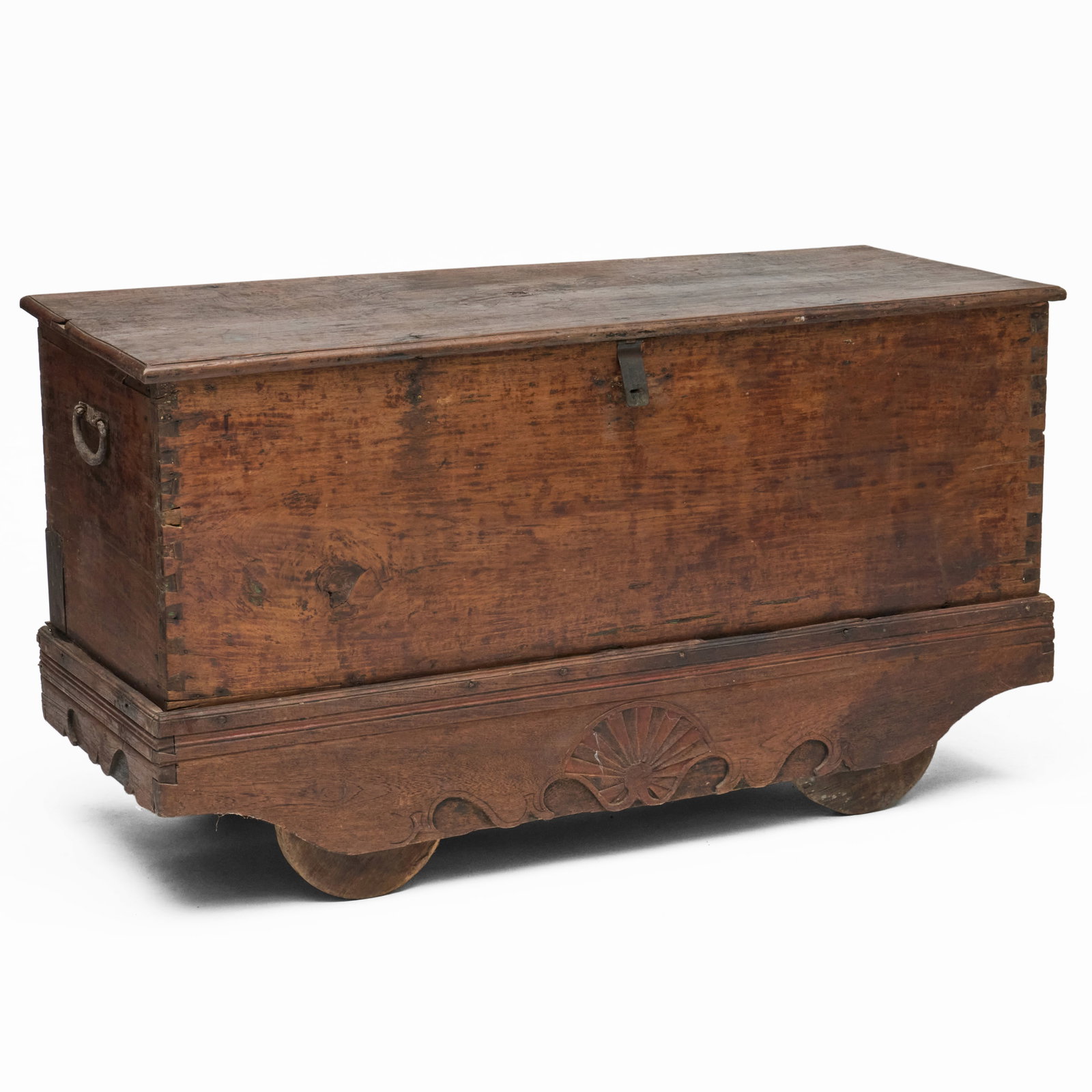 Large Continental Iron-Mounted Elm And Fruitwood Trunk (1 of 10)