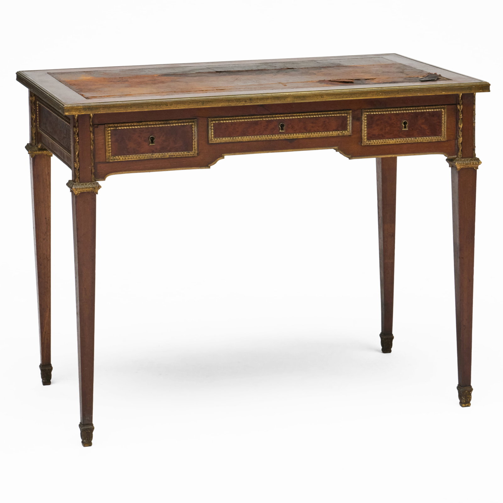 Louis XVI Style Brass And Gilt-Bronze-Mounted Mahogany And Burlwood Table A Ecrire (1 of 9)