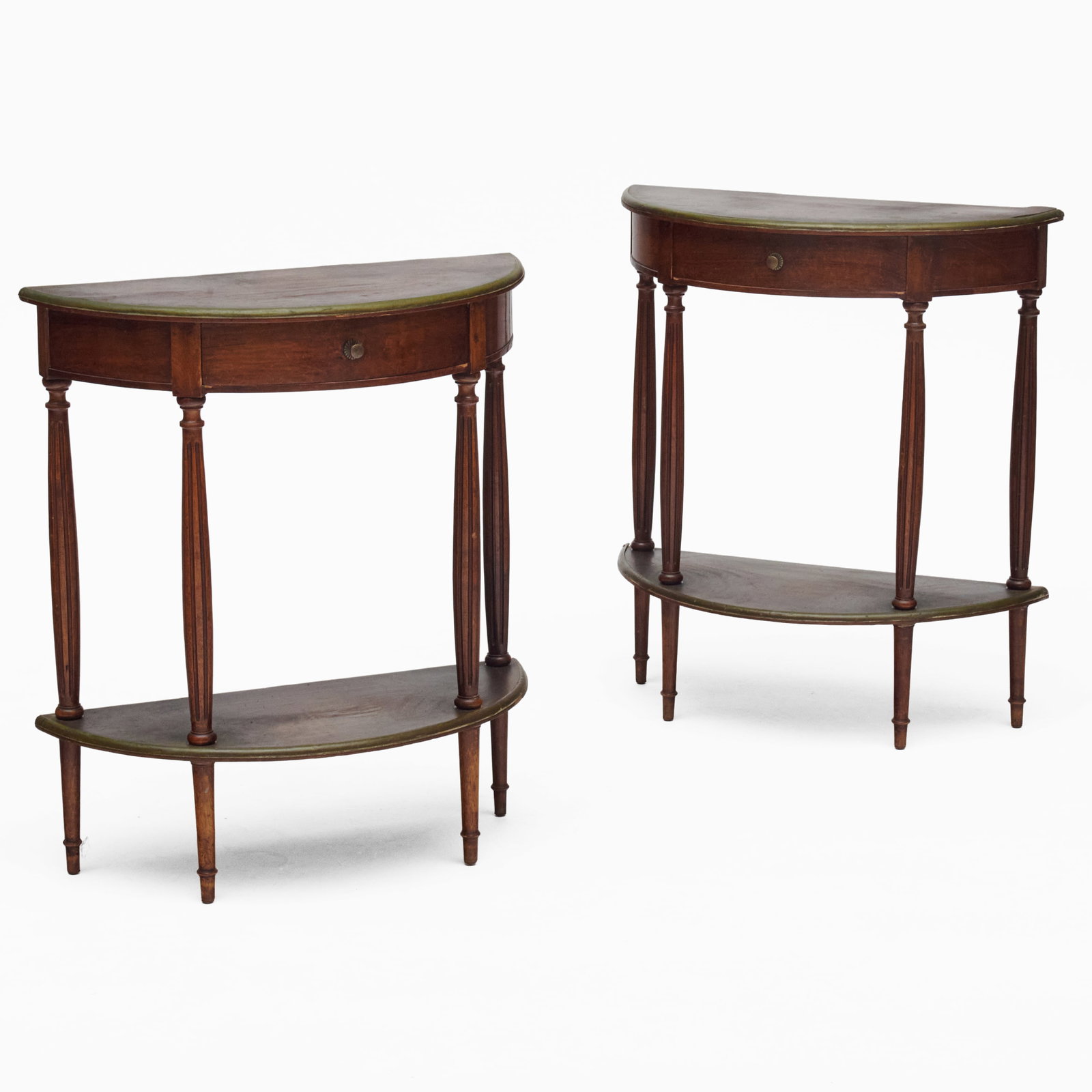 Pair Of Louis XVI Style Brass-Mounted Mahogany Console Tables (1 of 8)